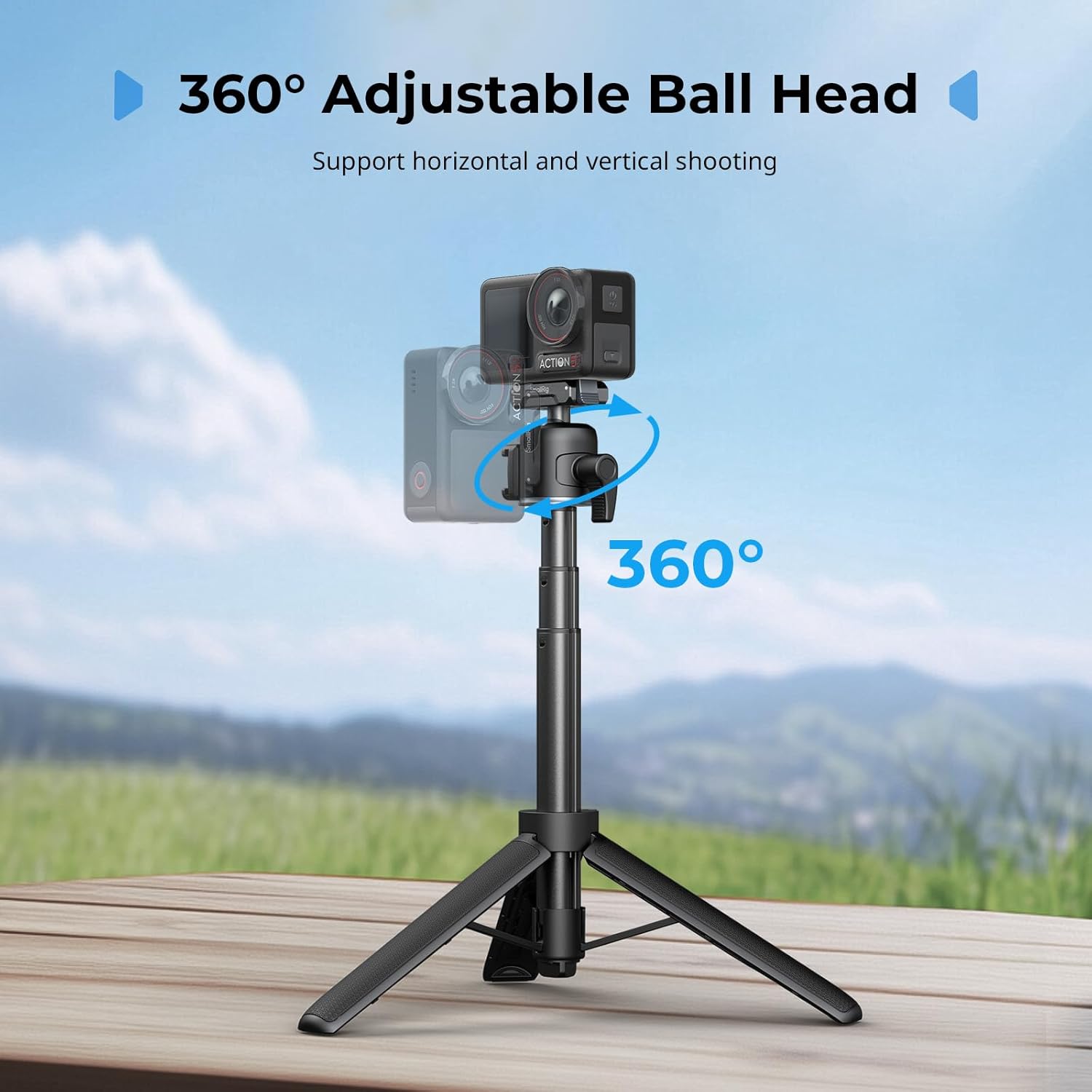 Thumbnail 2 de SMALLRIG Trépied pour caméras d'action avec tête sphérique à 360° et perche extensible – compatible DJI Osmo Action 5/4/3