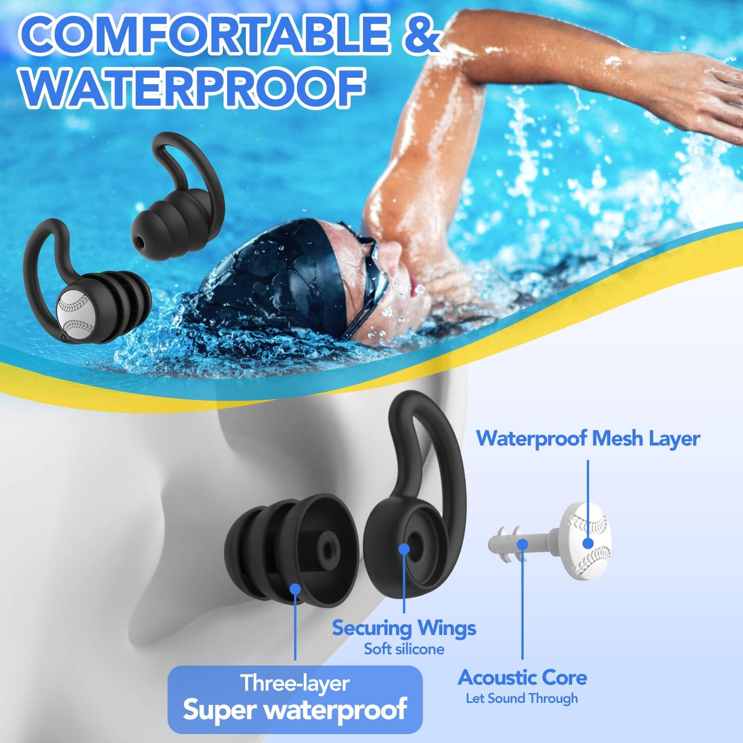 Thumbnail 1 de Schwimm Ohrstöpsel 3 Paar
