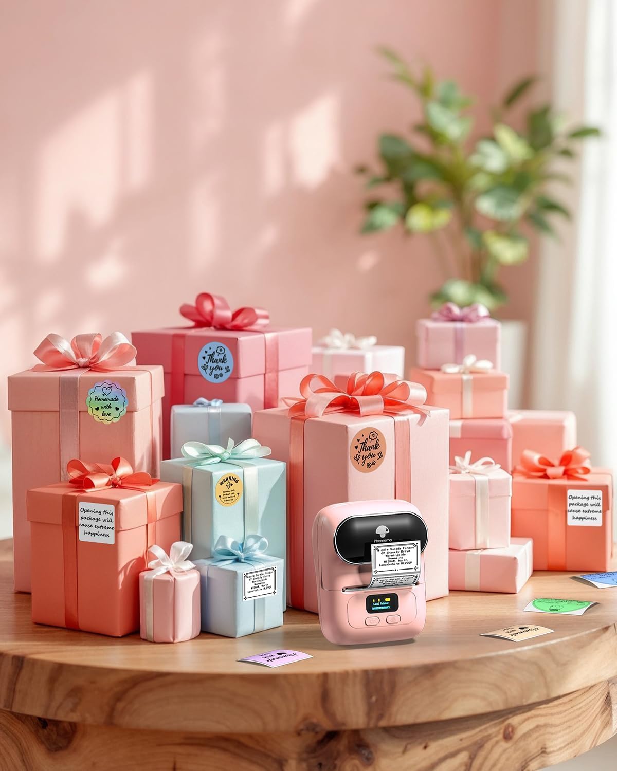 Thumbnail 3 de Phomemo M110 stampante portatile per etichette termiche Bluetooth (set con 3 rotoli) rosa