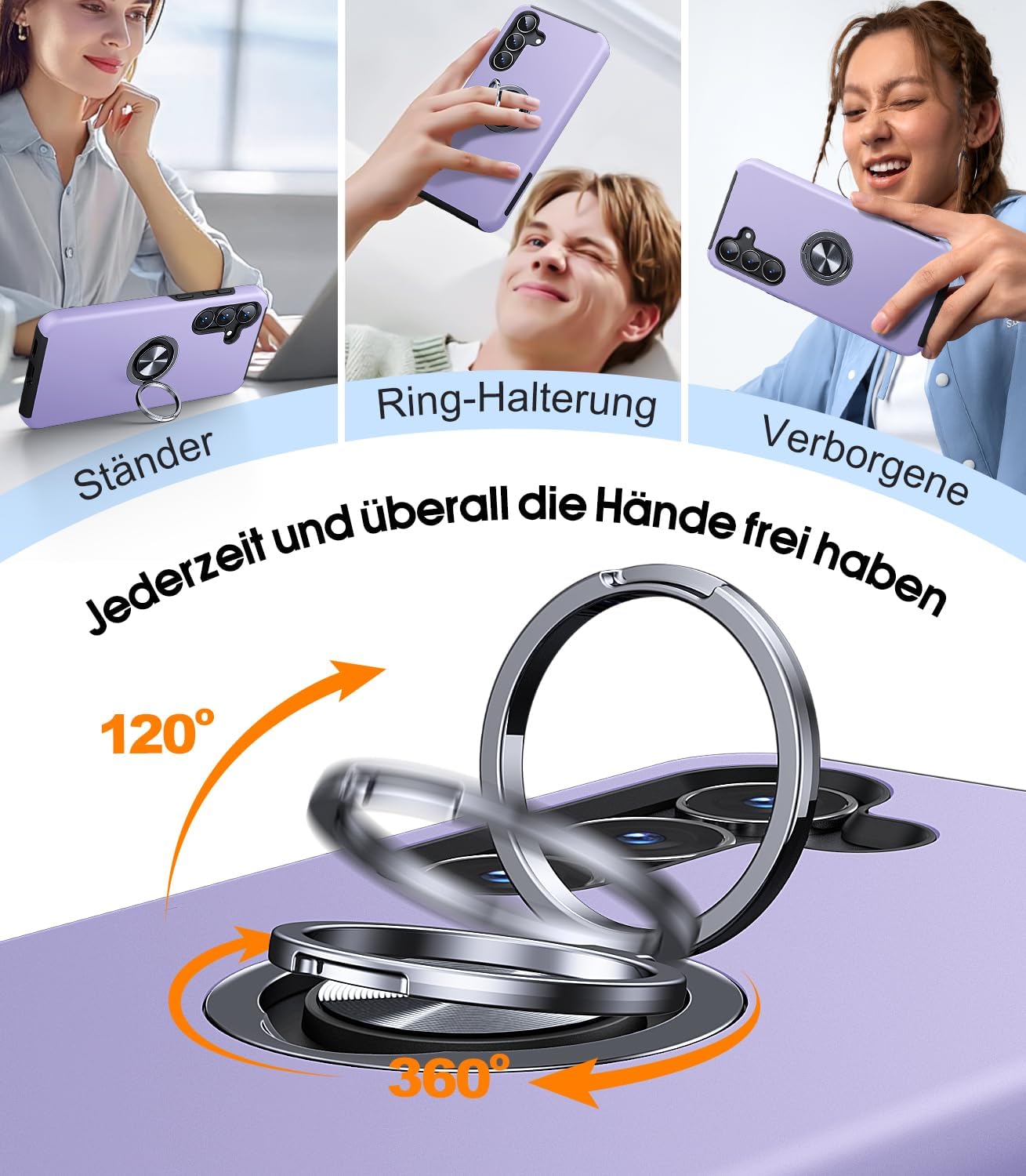 Detalle de AOUIA Hülle für Samsung Galaxy A37 5G (Veilchen) mit 2x Panzerglas – 3-in-1 Set