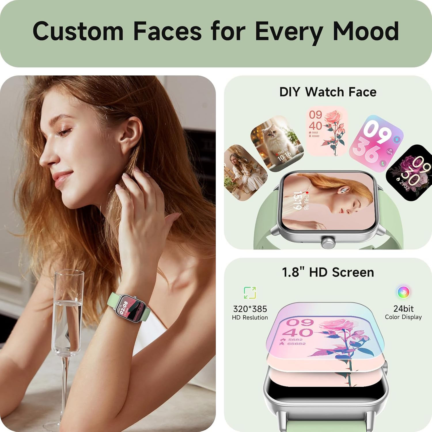 Thumbnail 5 de Montre Connectée AEAC Homme/Femme – Appel Bluetooth, 1,85" avec Moniteur de Fréquence Cardiaque et 120+ Modes