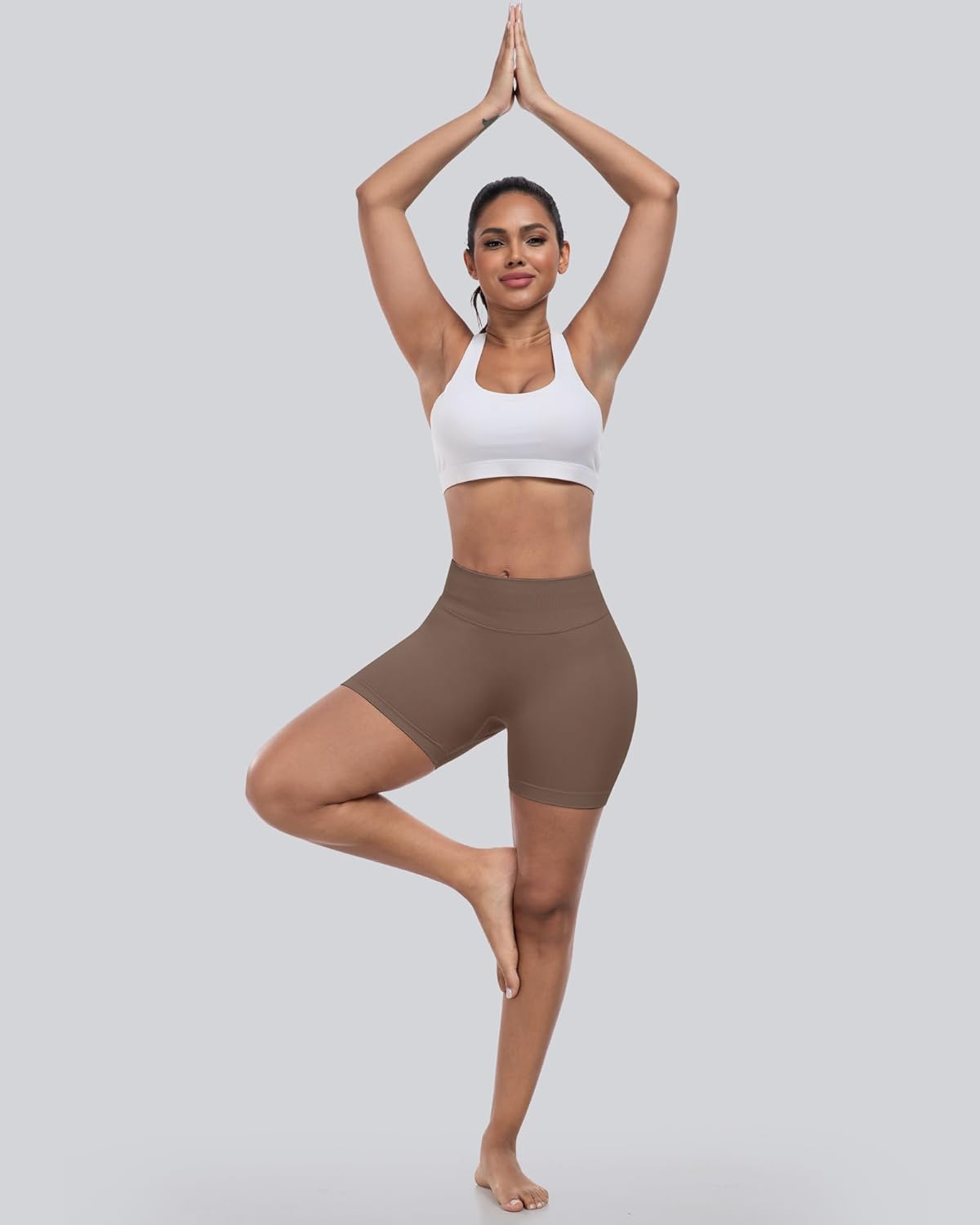 Thumbnail 3 de CHRLEISURE High-Waisted Workout Gym Biker Shorts (4-Piece Set) with Scrunch & Seamless Support