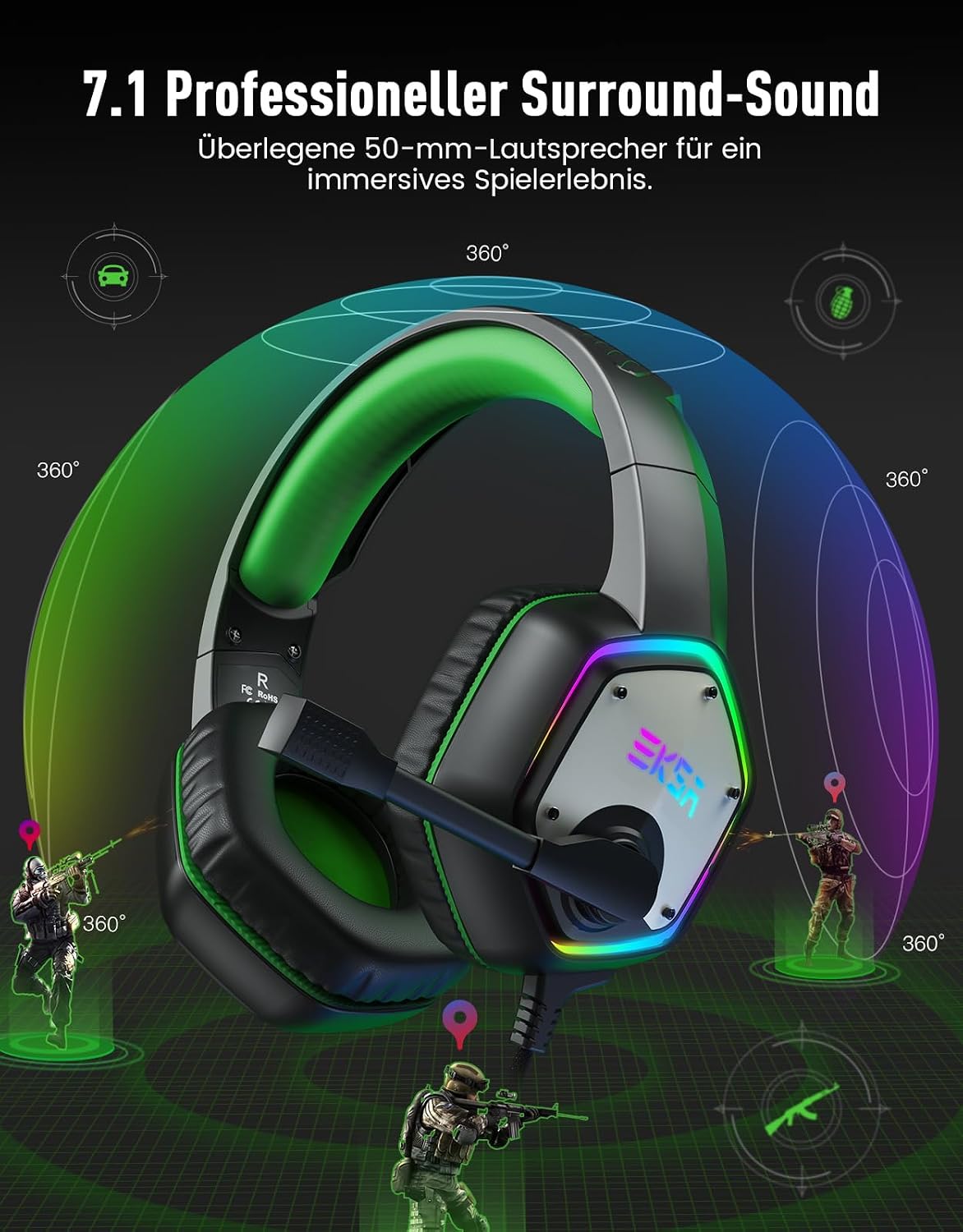 Detalle 2 de EKSA E1000 Gaming Headset 250g