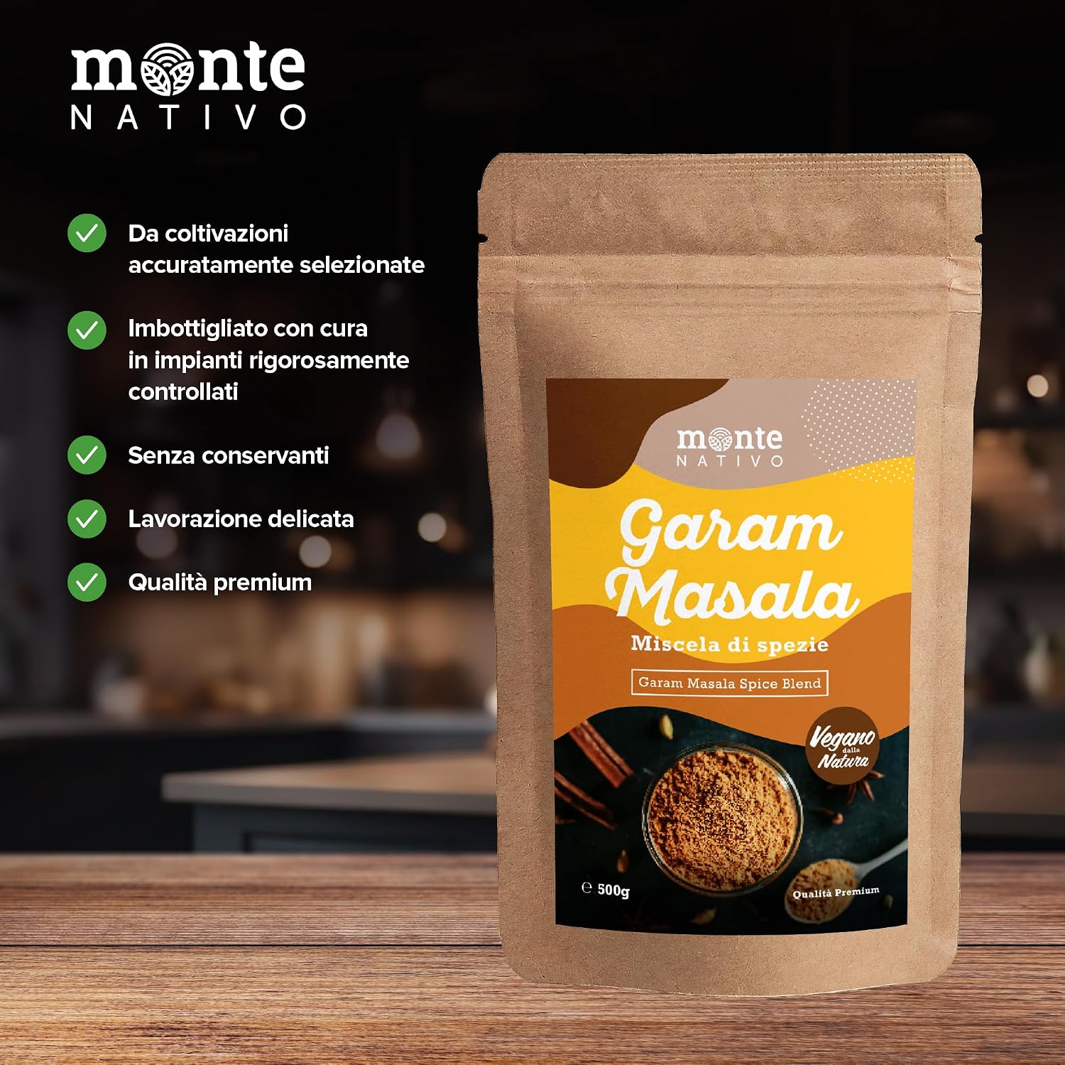 Detalle de Garam Masala Monte Nativo (500g) – Spezie indiane autentiche per curry, carni e verdure