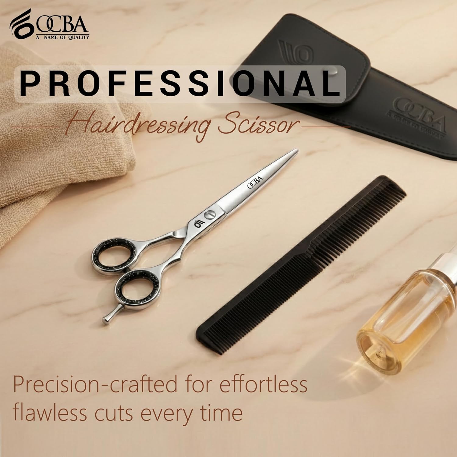 Detalle 2 de OCBA Ciseaux de Coiffure Professionnels 6 Pouces en Acier Inoxydable – Pour Hommes, Femmes et Enfants