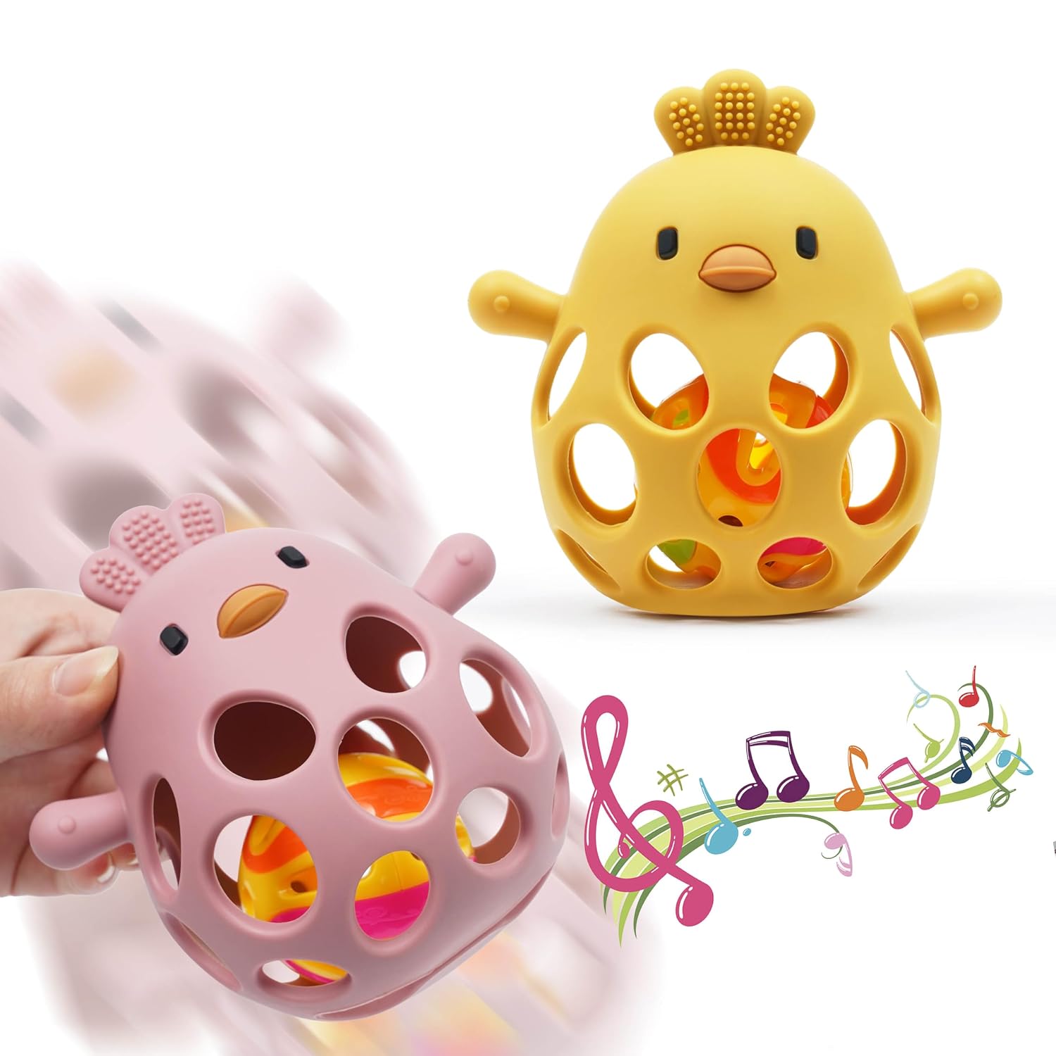 Thumbnail 4 de farout Montessori Beißring & Rassel für Babys – Sensorik Spielzeug aus Silikon, Zahnungshilfe und Greifball