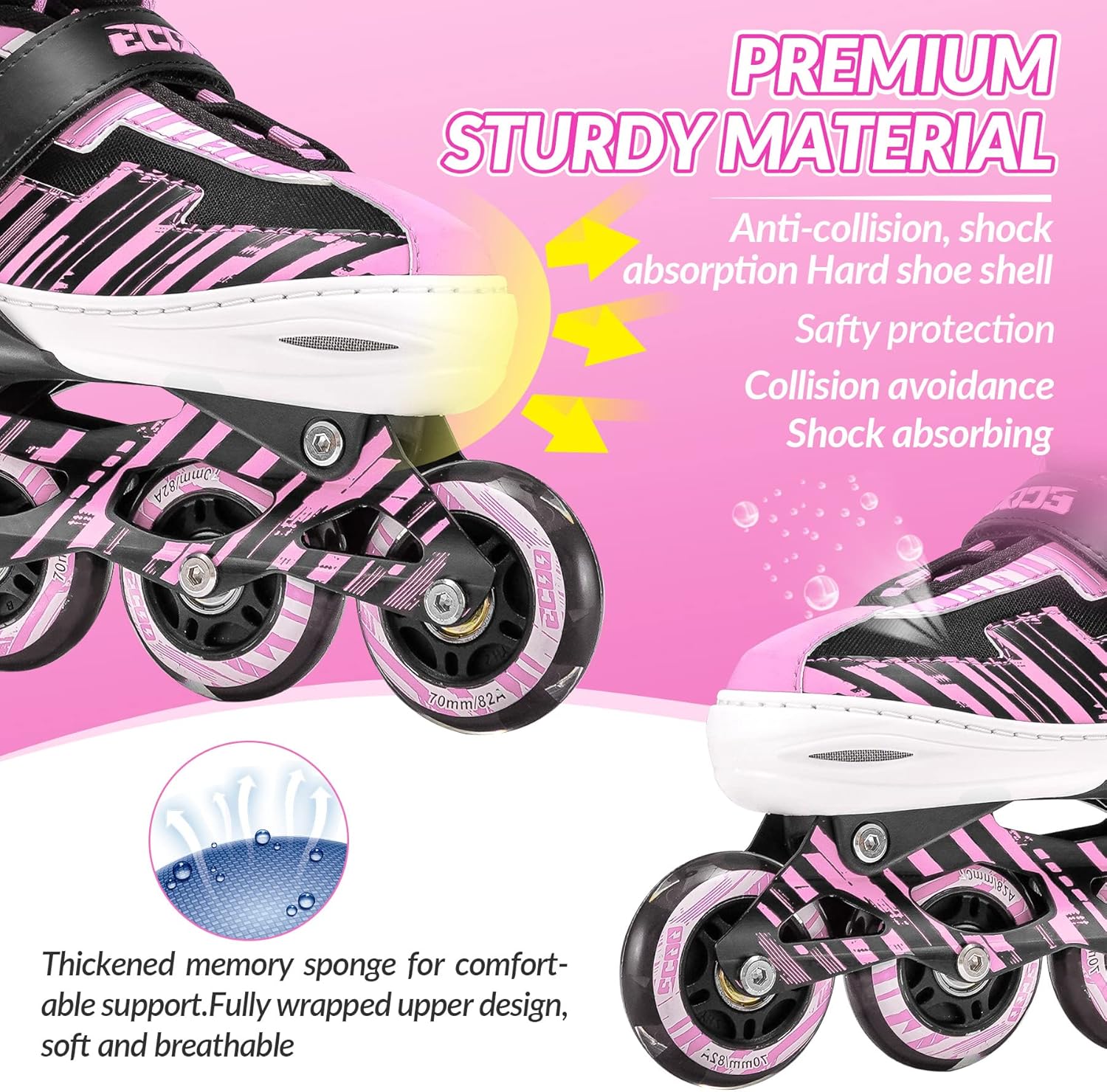 Thumbnail 5 de ECOO Adjustable Inline Skates for Kids (Ages 5–8, 8–12) with Light-Up Wheels and Easy Buckle