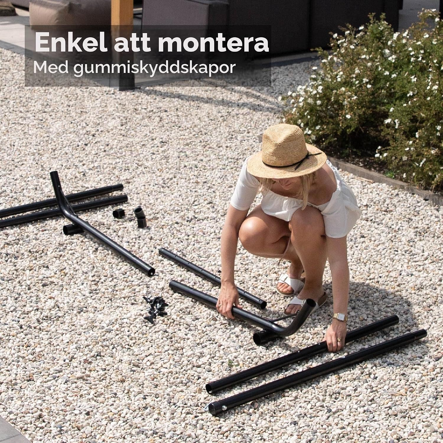 Detalle de VITA5 5372801 hängmatta med ställning, justerbar längd och bärväska
