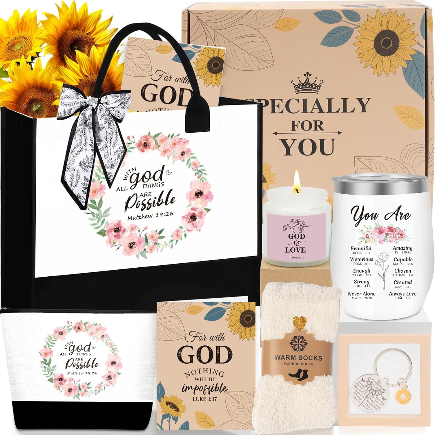SHXWELL Christian gifts for women: faith-based tote and accessories set (9 pcs)