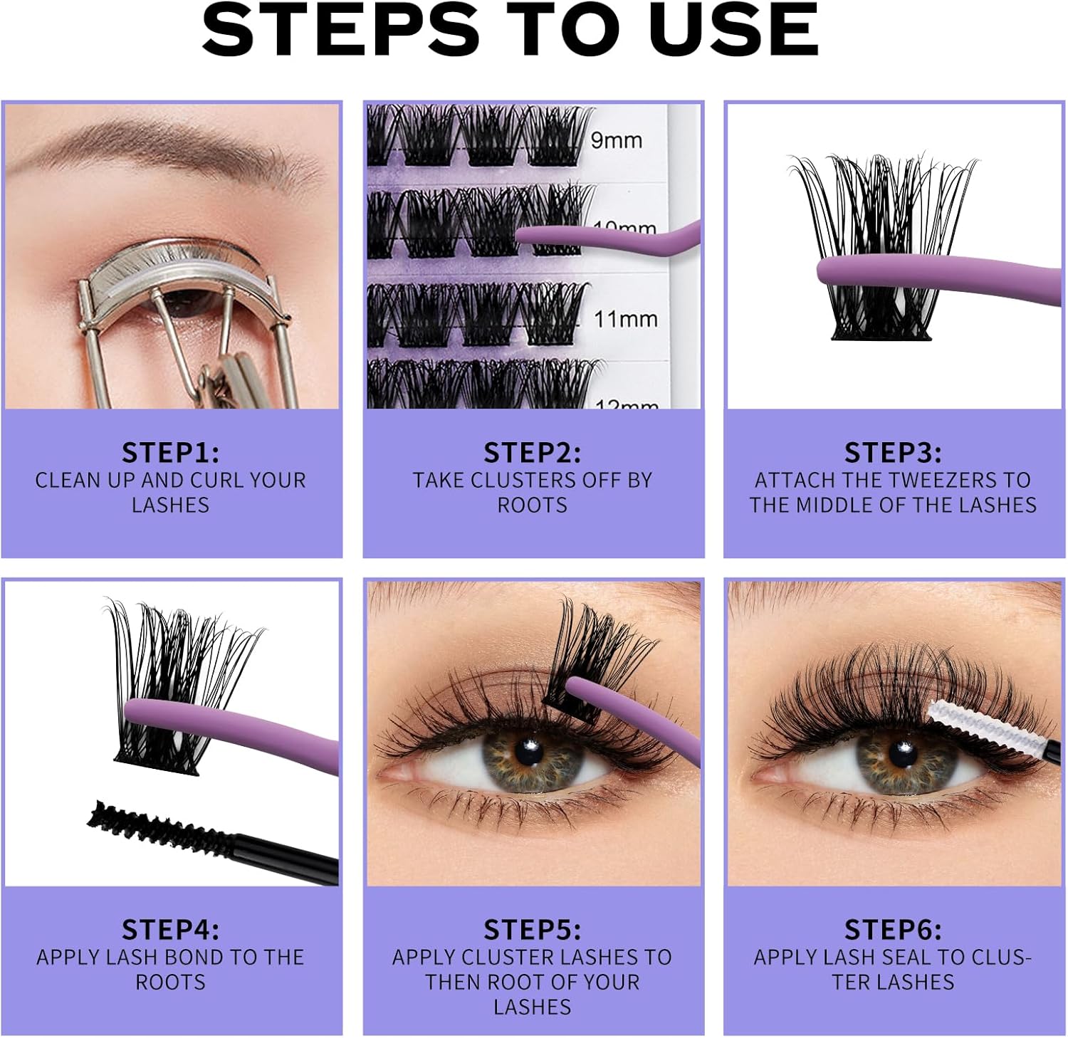 Thumbnail 4 de Kit Pestañas Postizas Individuates D Curl Cluster 8-16mm ✨