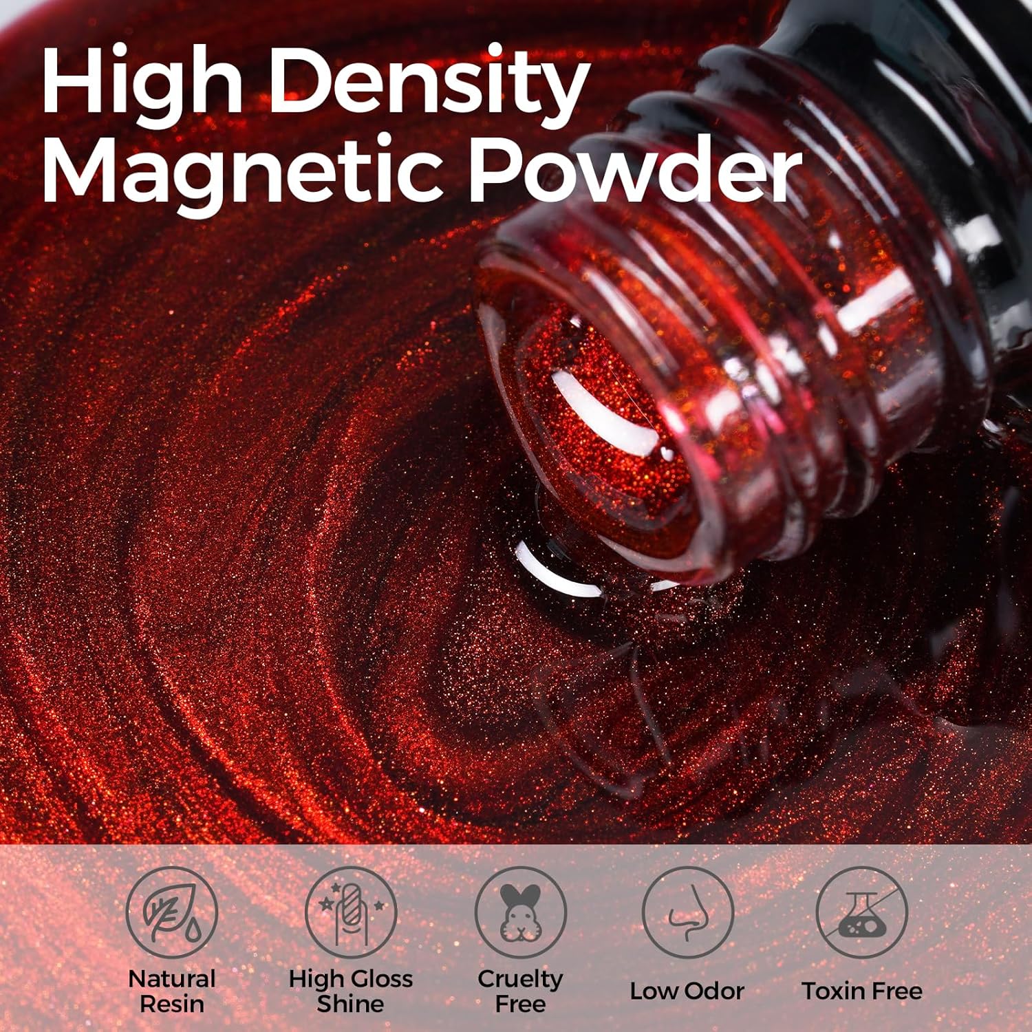 Thumbnail 2 de TOMICCA Cat Eyes UV Nagellack Set mit Magnet – 4 Farben Burgund Rot Hellviolett Silber Glitzer (8 ml)