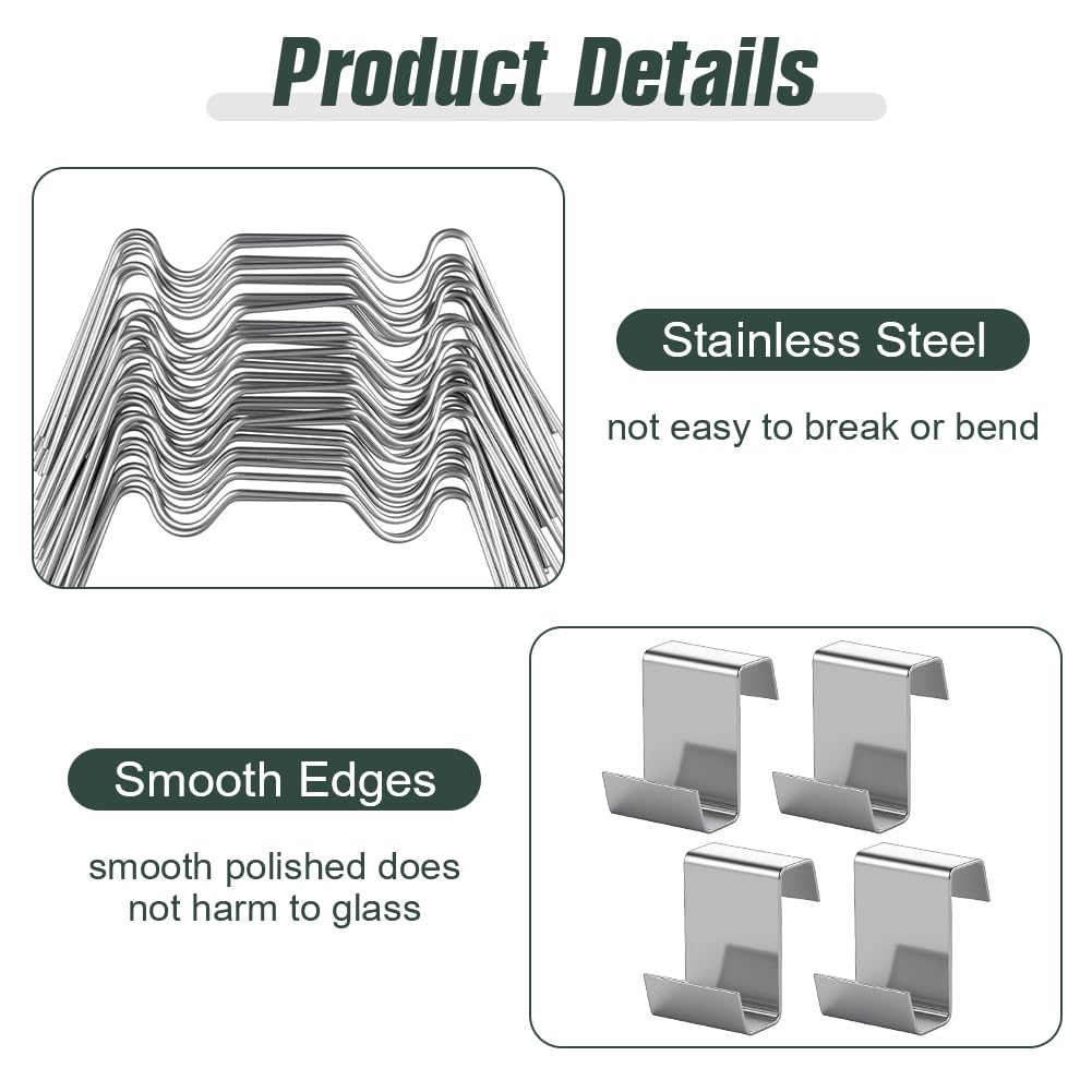 Detalle de OFFCUP 6018520 Greenhouse Clips, 304 Stainless Steel, 150-Piece W and Z Set