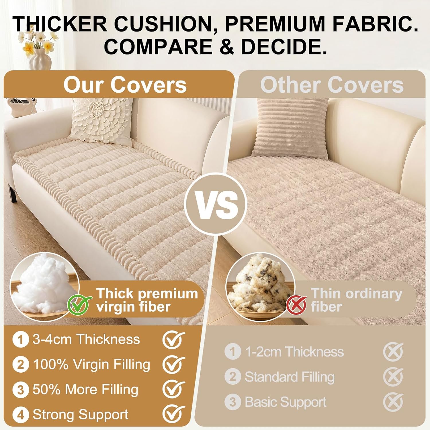 Detalle de Smiry FLRCWDZ02 Couch Cover, 27.6" x 88" Washable Polyester Protector