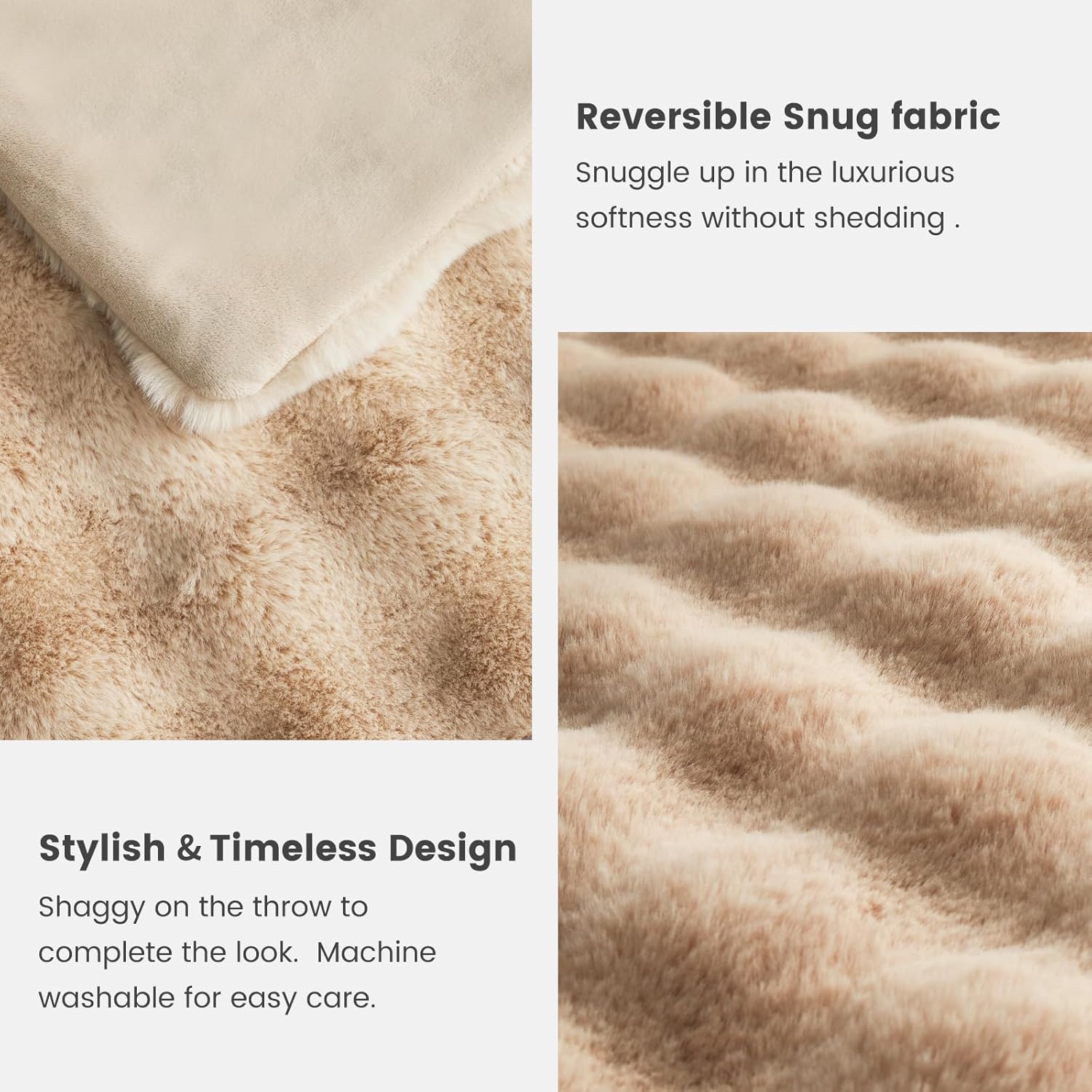 Thumbnail 5 de Cozy Bliss Bubble Faux Fur Throw 50 x 60
