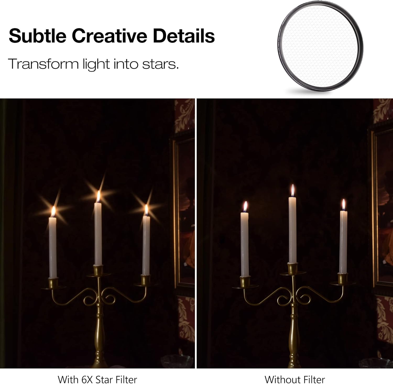 Detalle de Walking Way Sparkle Star Filter - 67 mm Variable Twinkle Effect
