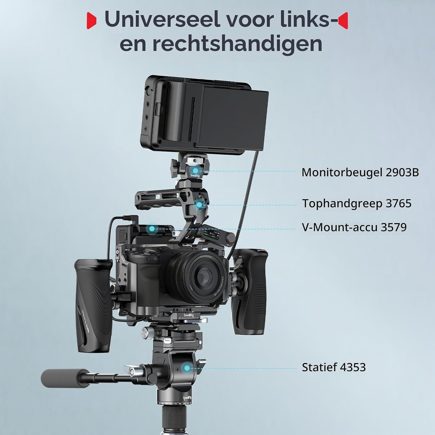 Detalle de SMALLRIG 5194 draaibare zijhandgreep voor camera’s met 360°-rotatie