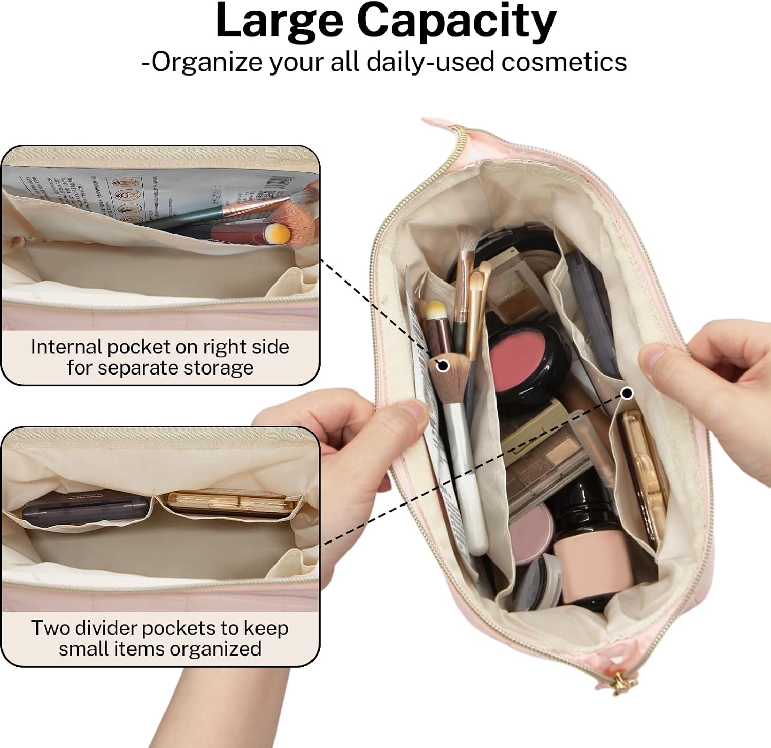 Thumbnail 3 de LJCZKA Large Portable Makeup Bag: Spacious, Wide-Open Design for Travel