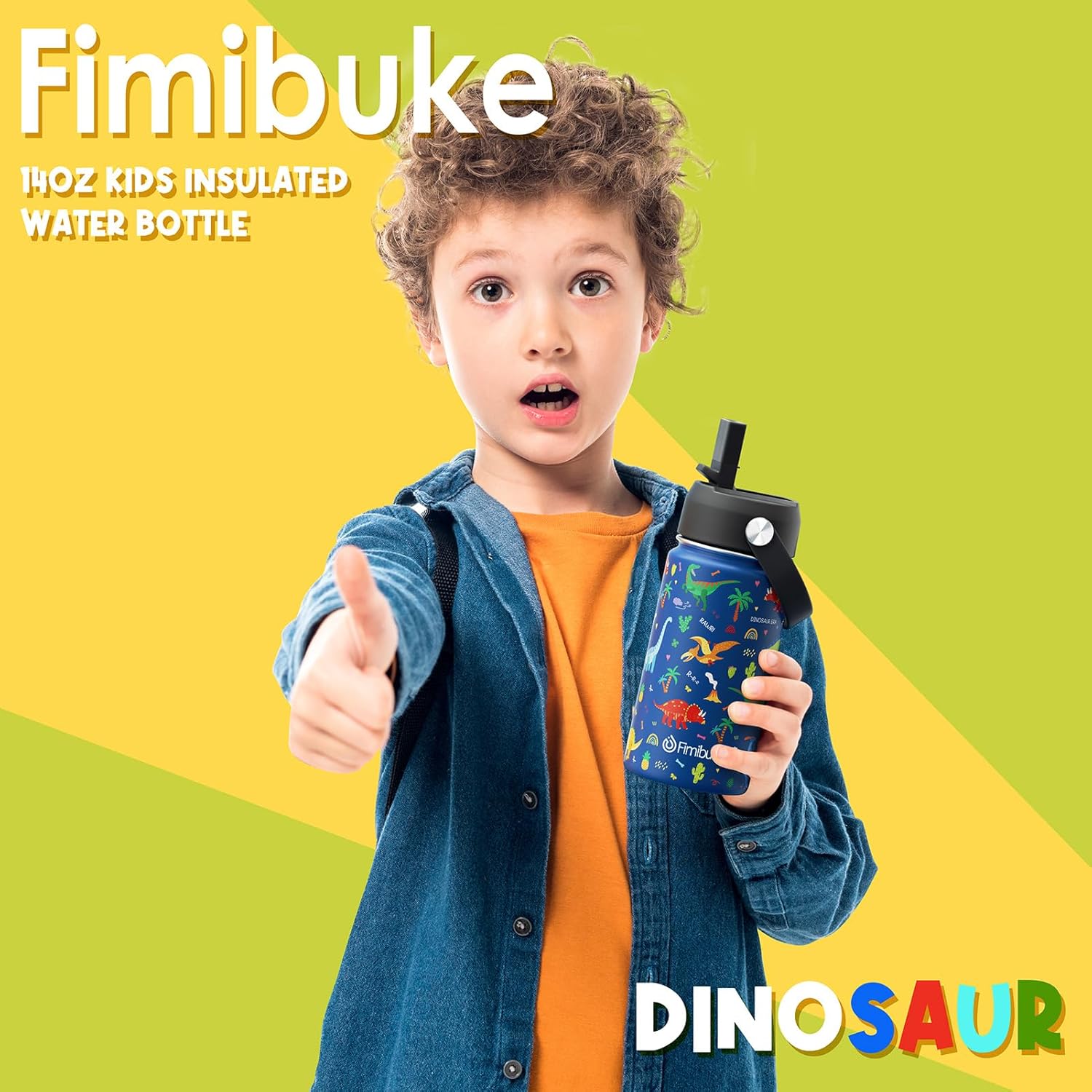 Thumbnail 6 de Fimibuke Kids Insulated Water Bottle (14oz) BPA-Free Double Wall Vacuum Tumbler, Leak-Proof Straw Lids (2-Pack)