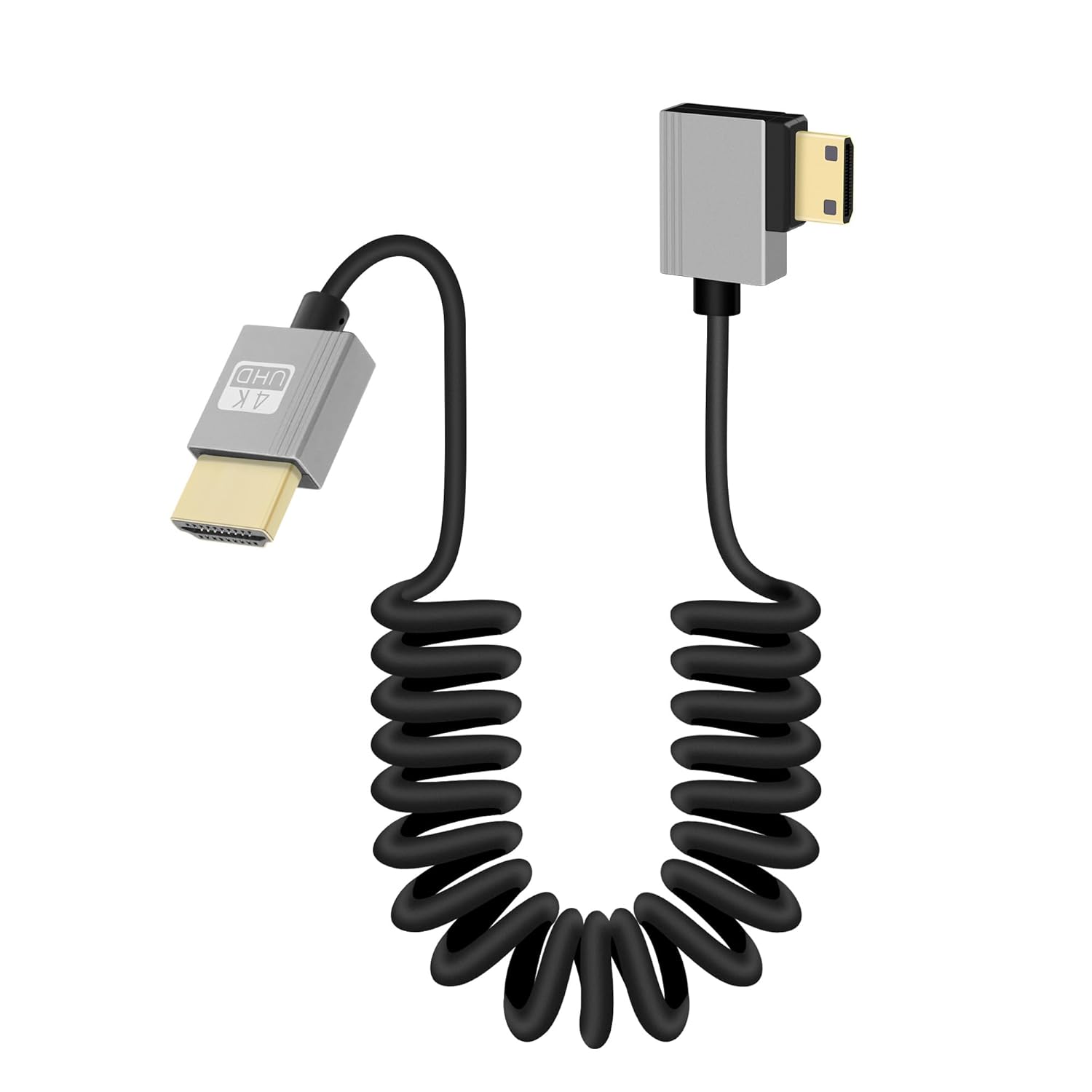 Detalle de RIIEYOCA 4K Mini HDTV to HDTV Short Coiled Cable with 90 Degree Right Angle