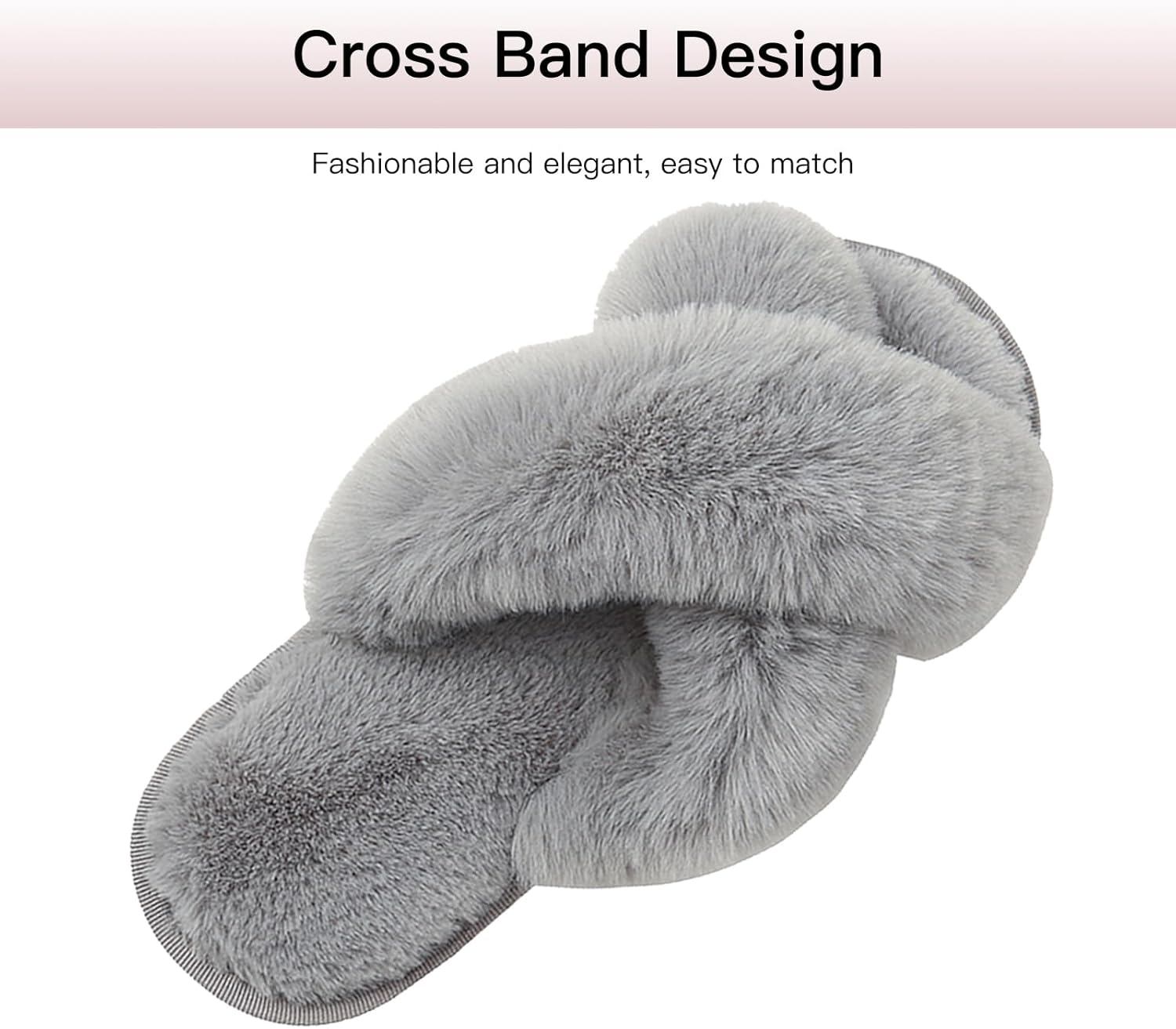 Thumbnail 4 de Milaloko Frauen Fluffy Cross Band Hausschuhe – Kuschelige Open-Toe Plüsch-Pantoffeln