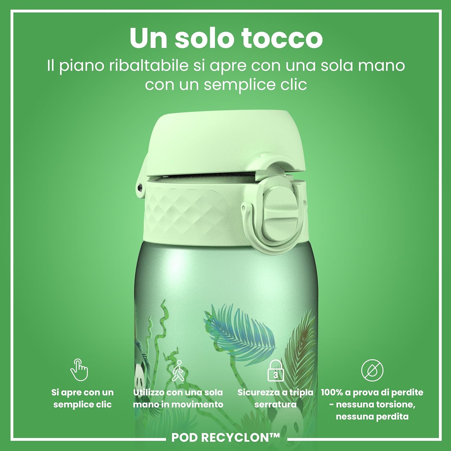 Detalle de Ion8 Borraccia per Bambini 350 ml – a prova di perdite, Panda