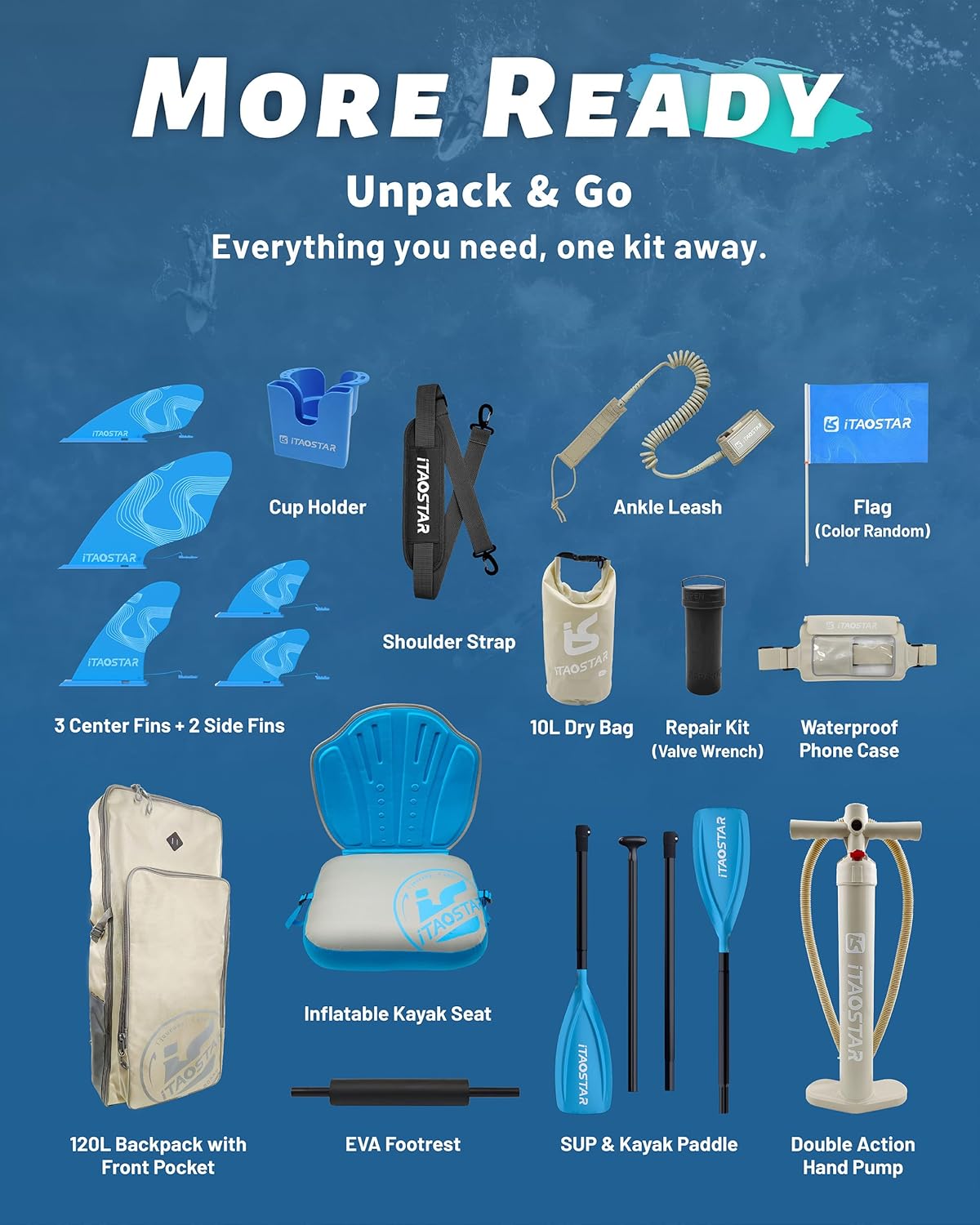 Thumbnail 6 de iTAOSTAR Adventure 12'×35"/39" Extra Wide SUP Board 🏄