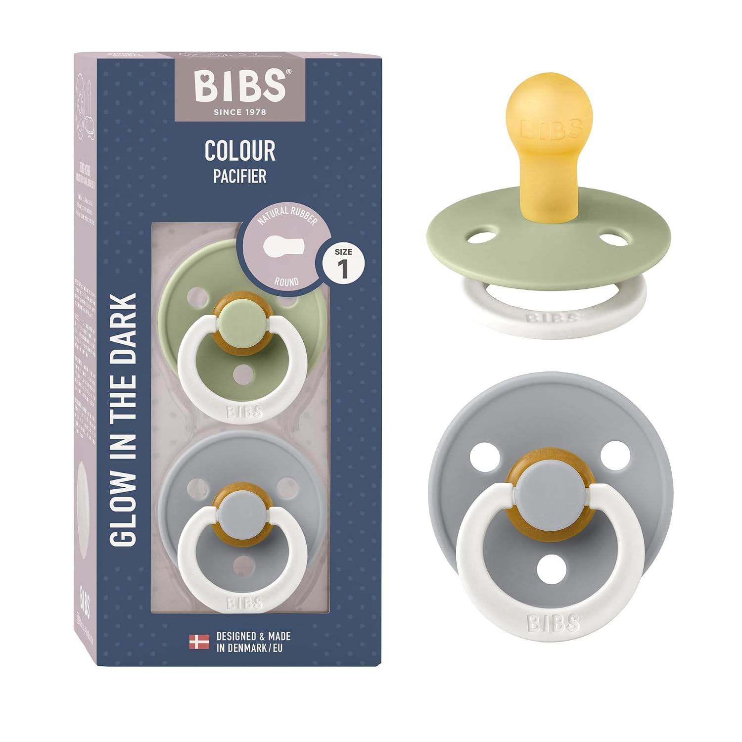 Detalle de BIBS Colour Glow Schnuller 2er-Pack, Größe 1 👶