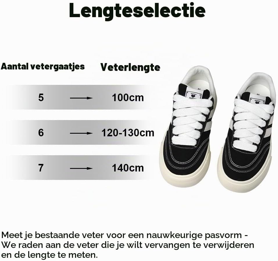 Detalle de Vicloon platte schoenveters van 15 mm breed voor sneakers