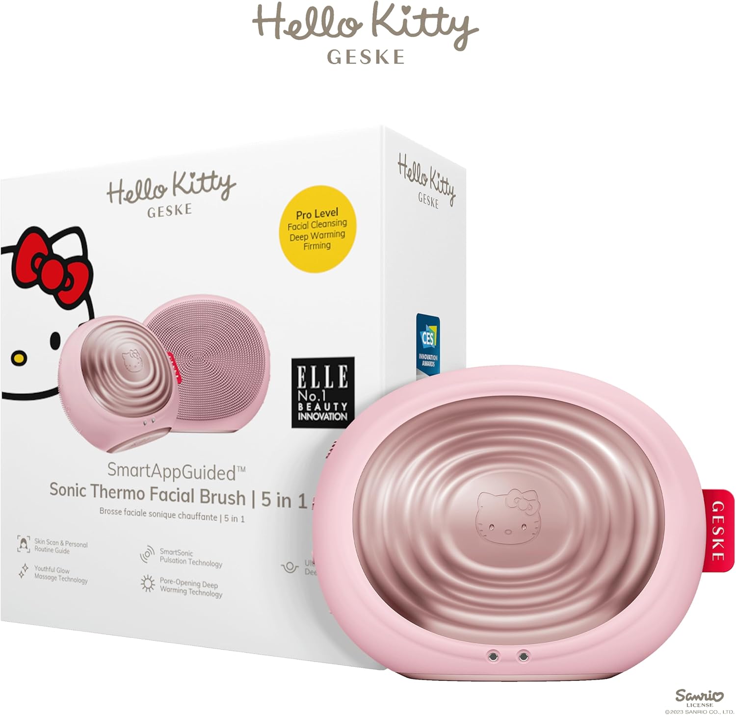 GESKE x Hello Kitty Brosse Faciale Thermique Sonique SmartAppGuided 5 en 1