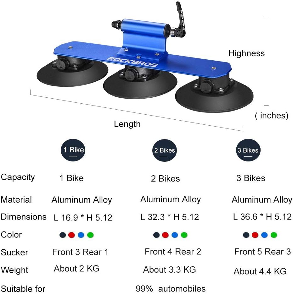 Detalle de ROCKBROS Suction Bike Rack for Car Roof with Quick Release Aluminium Alloy