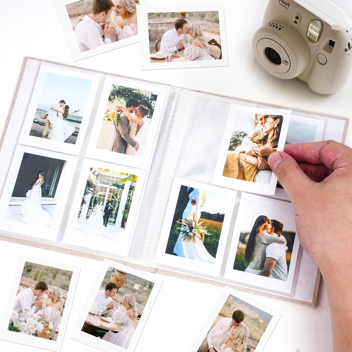 Detalle 2 de Vienrose Polaroid Fotoalbum Mini – 208 Fotos, Beige, kompatibel mit Fujifilm Instax Mini 9/11/12/Evo & Polaroid Snap