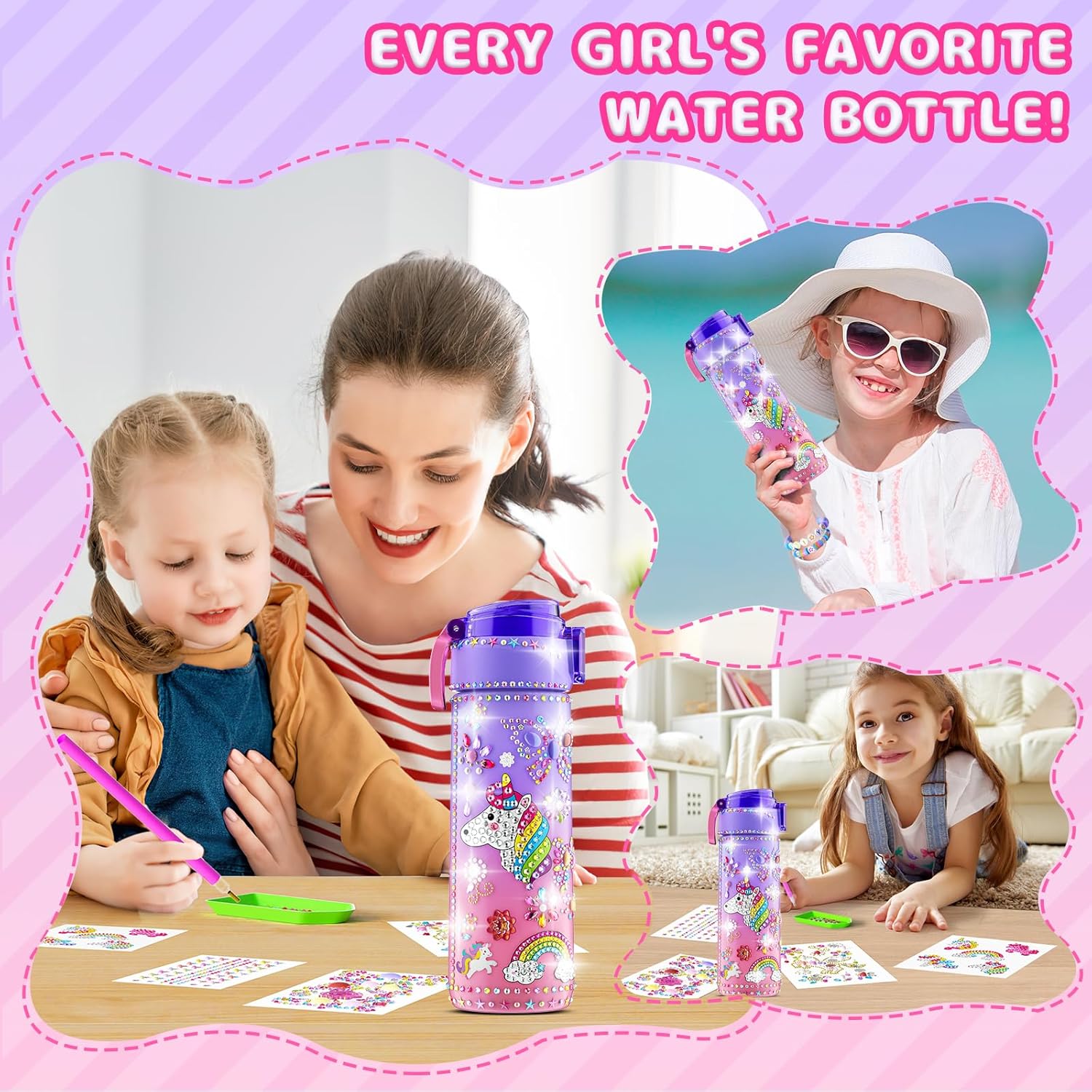 Detalle de BOOH Gifts for Girls 4-12: Decorate Your Own Water Bottle + Unicorn Craft Kit