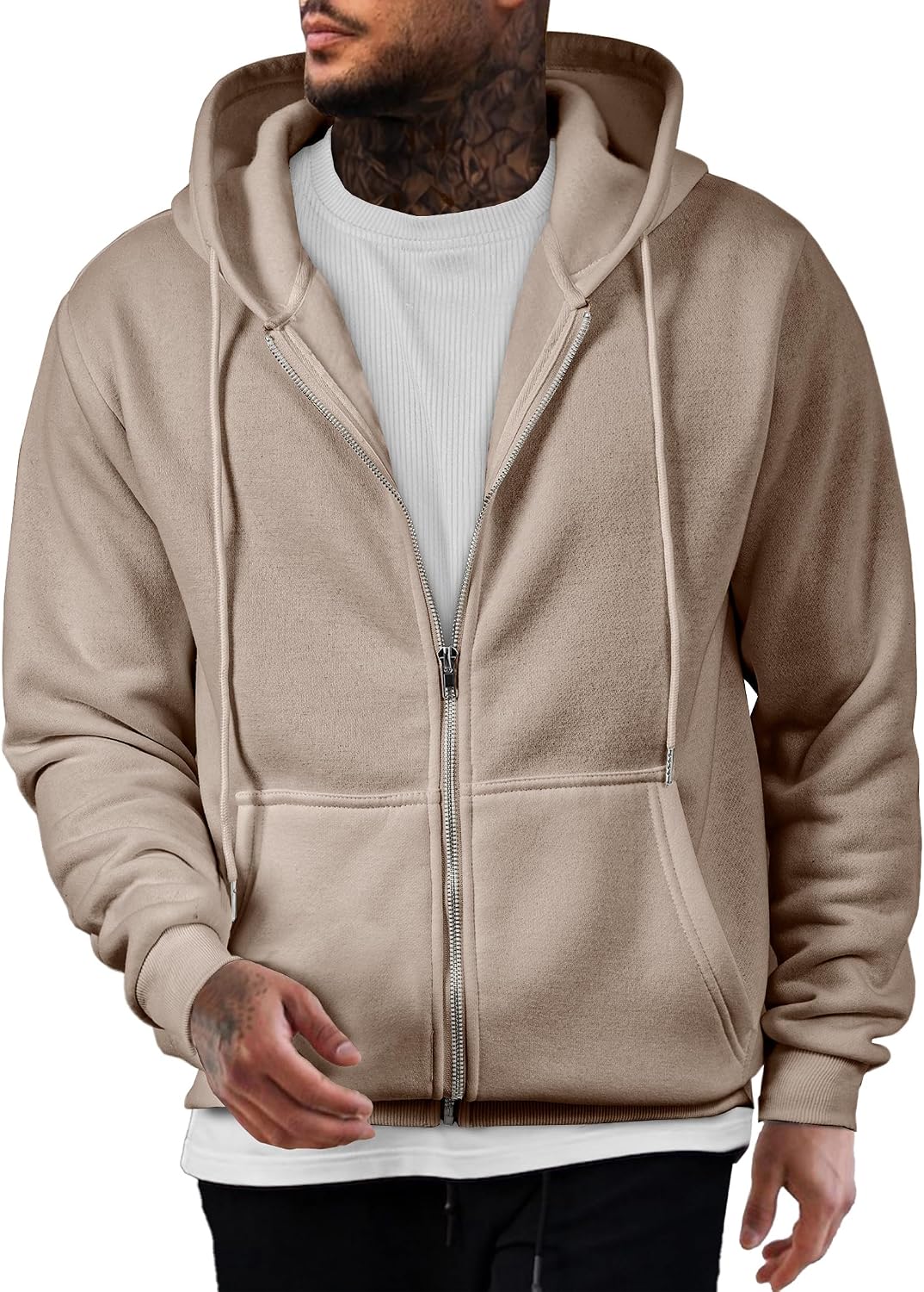 Detalle de JMIERR Hoodie Herren Baumwolle Reißverschluss
