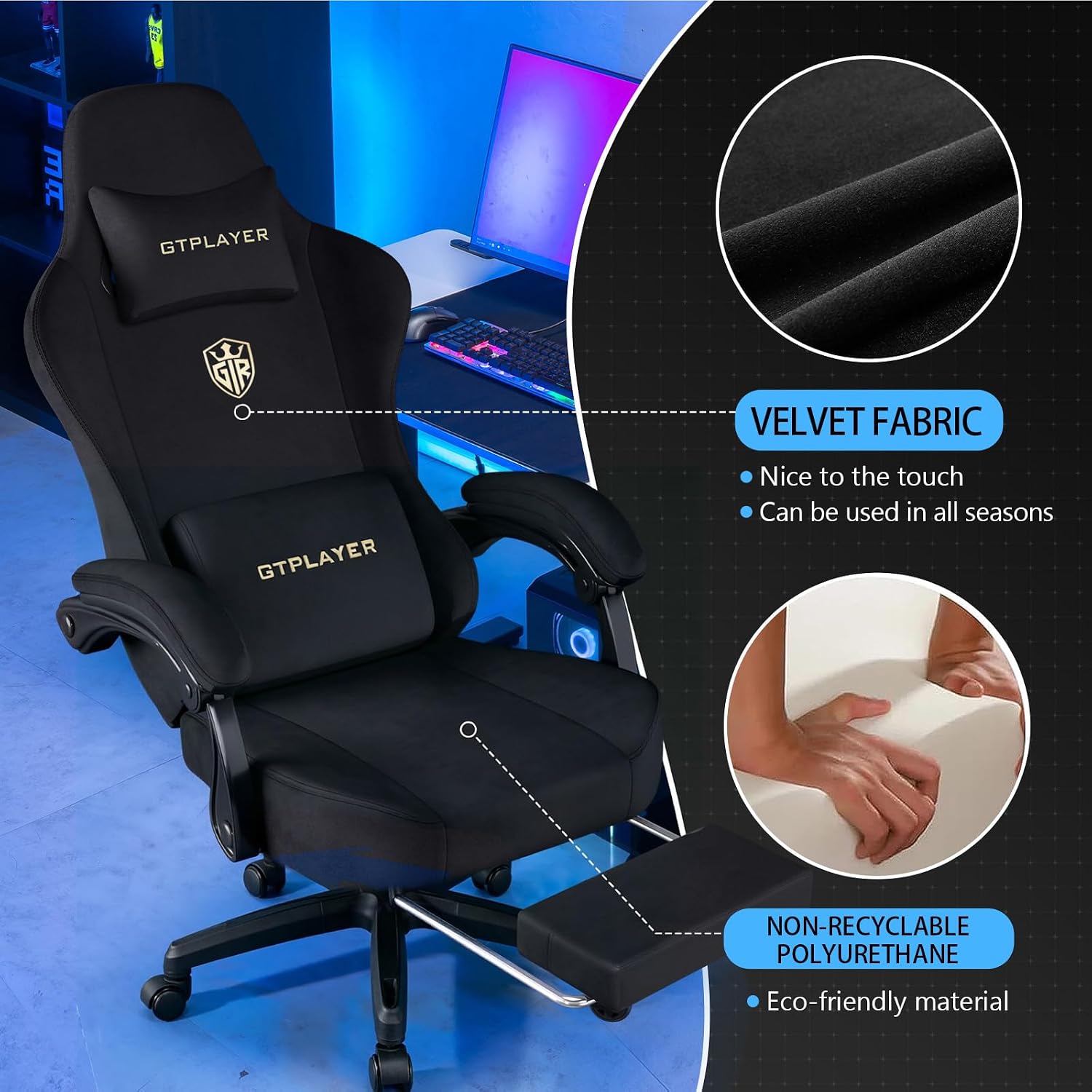 Detalle 2 de GTPLAYER Gaming Chair with Pocket Spring Cushion