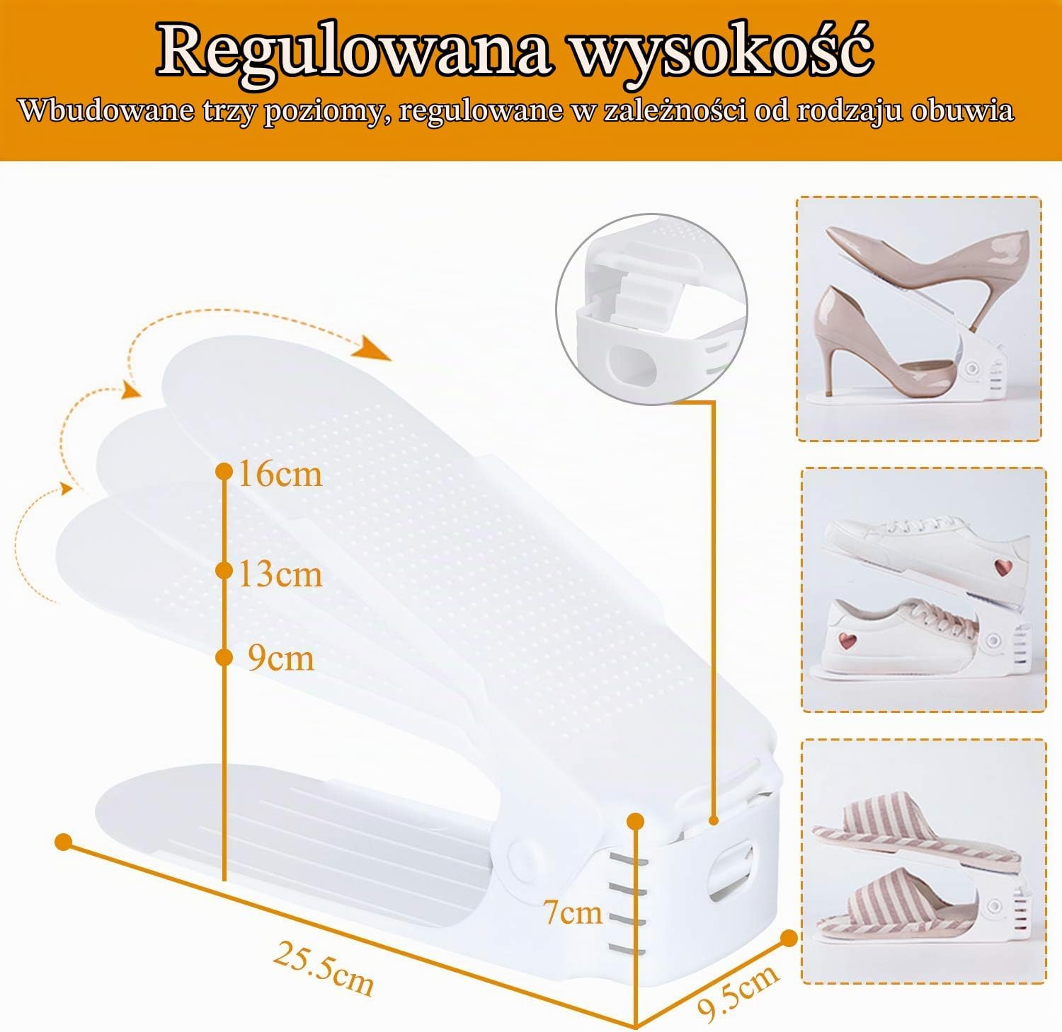 Detalle 2 de UISEBRT UIS-HAG9003 stojaki na buty, 10 sztuk, regulowane i antypoślizgowe
