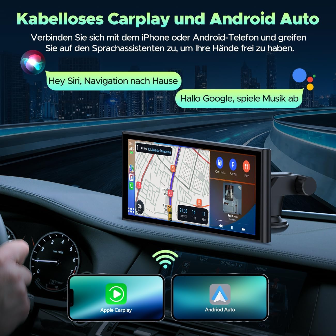 Detalle 2 de Autoradio portatile 9,26" con CarPlay e Android Auto