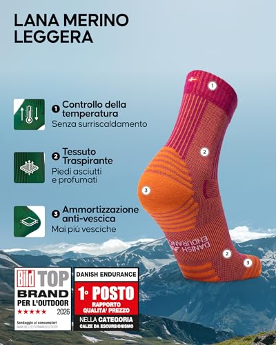 Thumbnail 1 de DANISH ENDURANCE Calze Trekking Leggere, 3 Paia Multicolore (39-42) in Lana Merino