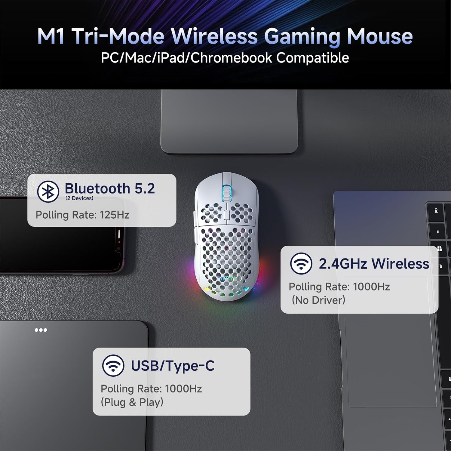 Detalle de Dierya M1 Mouse gaming 24.000 DPI