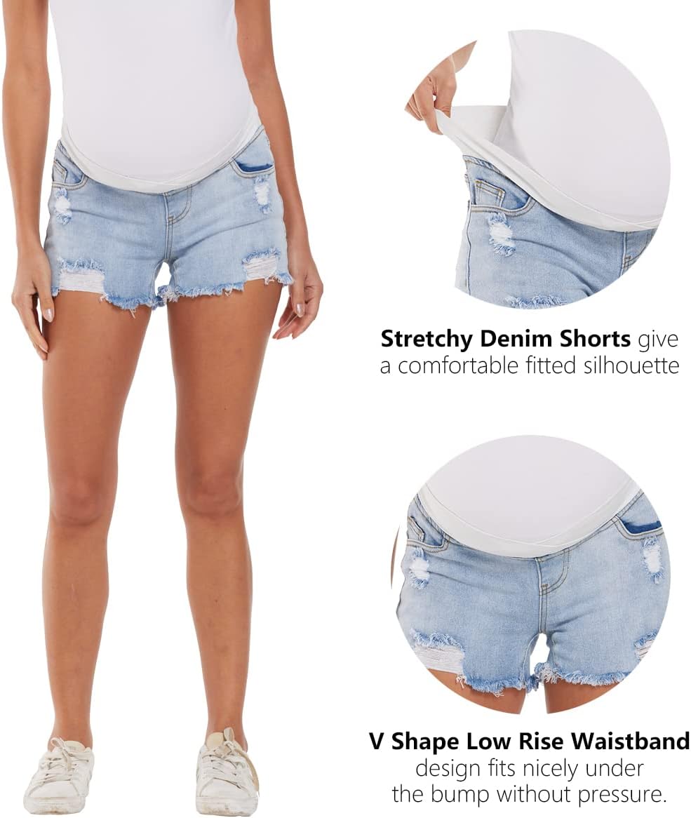 Detalle 2 de Foucome Maternity Jean Shorts 5 pockets
