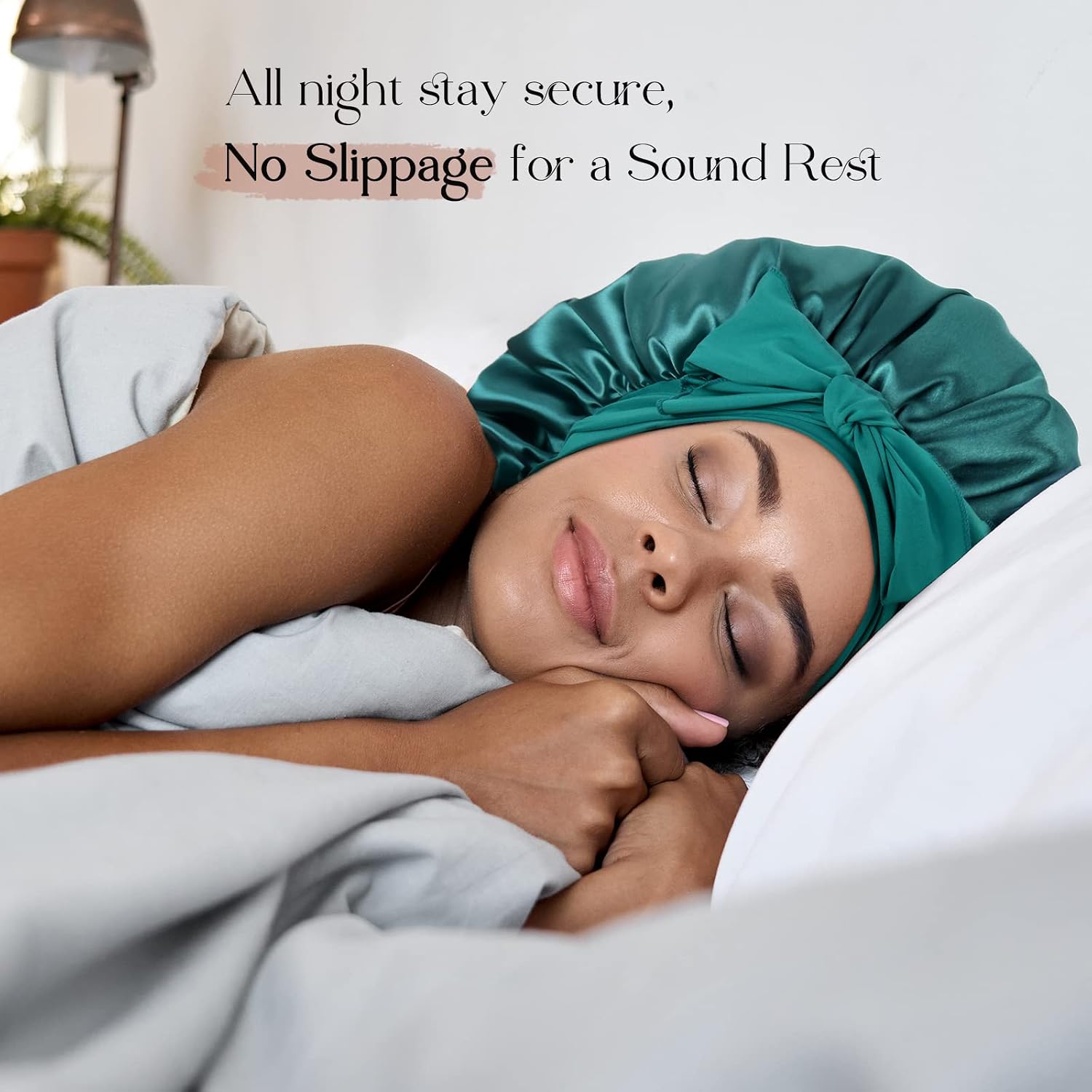 Detalle de YANIBEST Silk Bonnet for Sleeping Women – Satin, Double Layer, with Tie Band