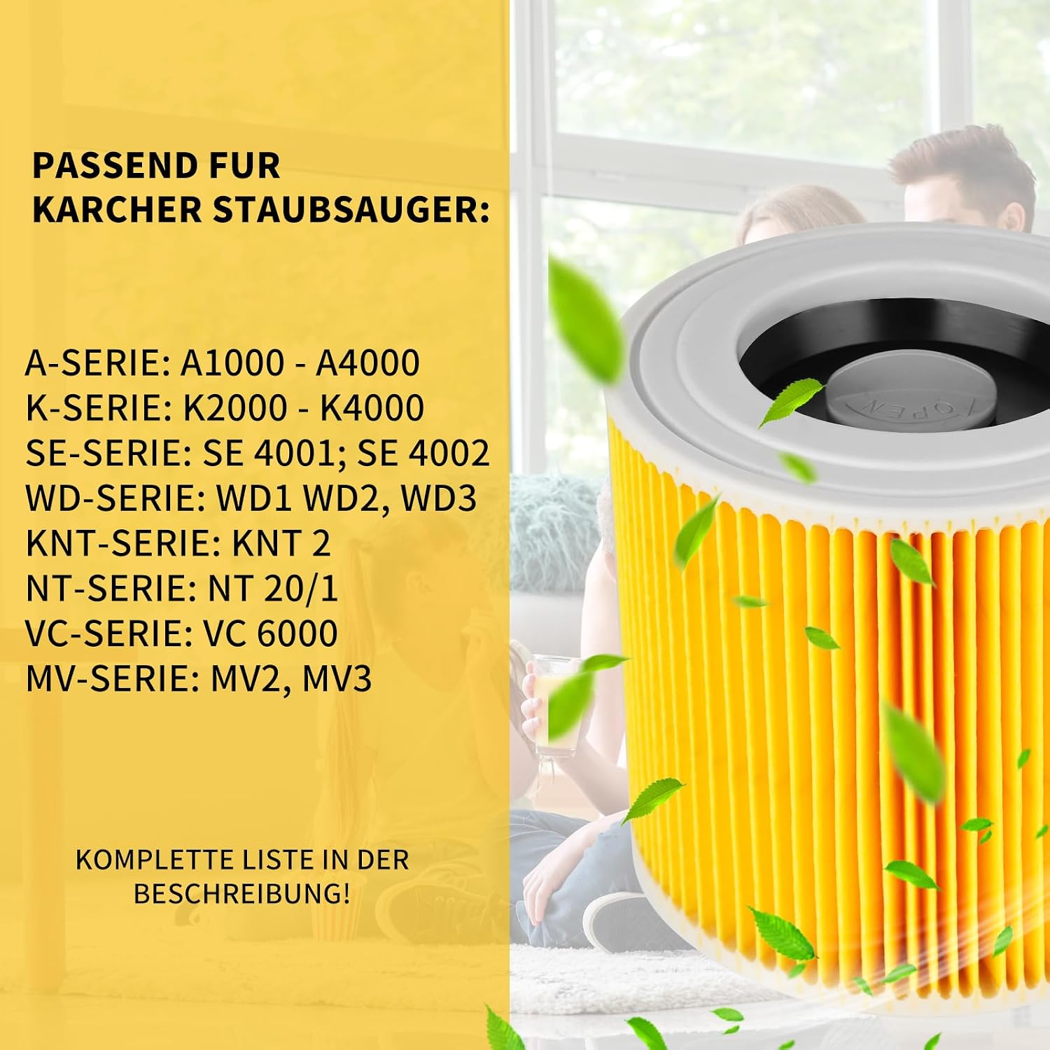 Detalle de Filtre à Cartouche compatible pour aspirateur Kärcher WD et SE