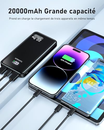 Detalle 2 de Power Bank 22.5W 20000mAh de TUXINSUN — Charge rapide et écran LCD, compacte et fiable