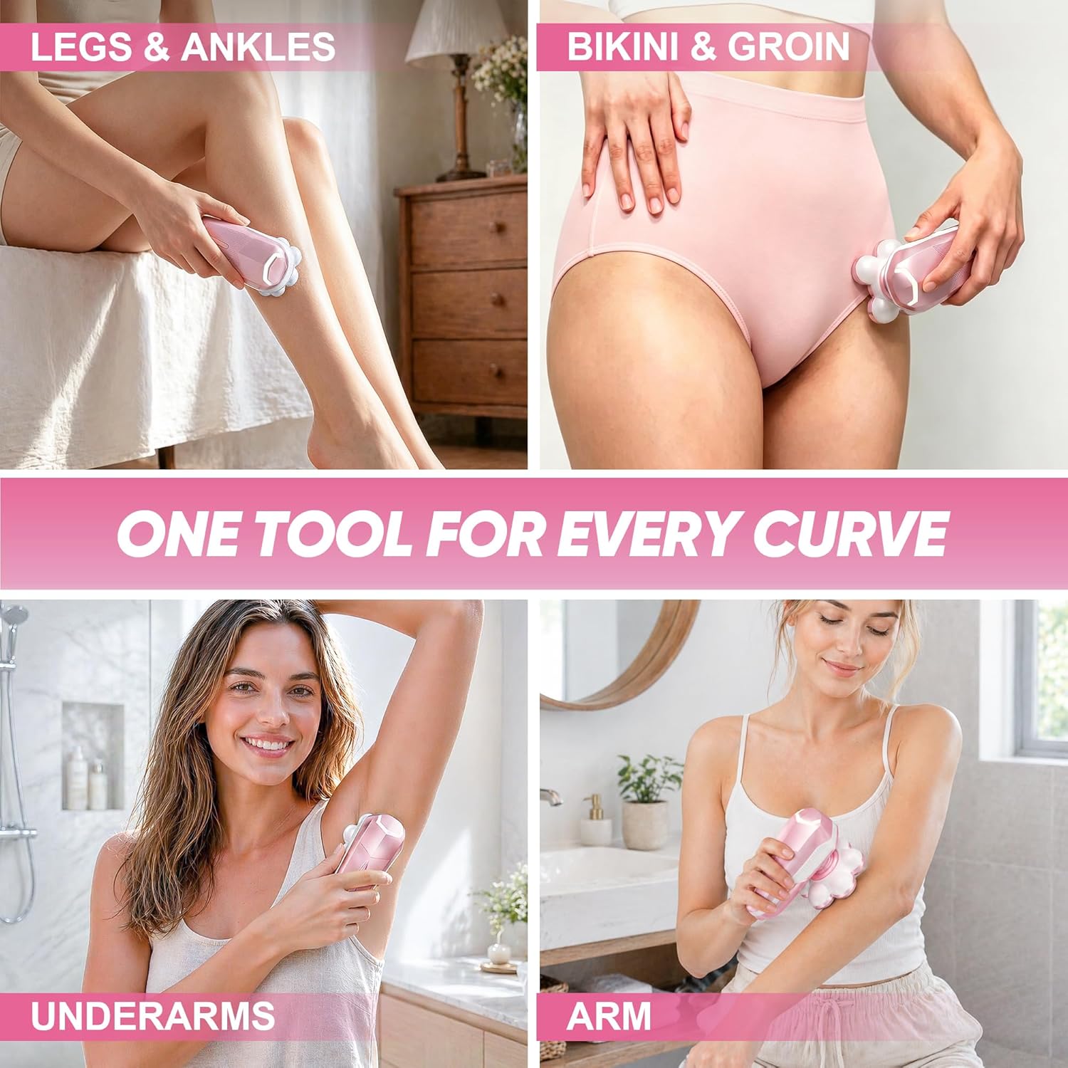Detalle de Electric Shaver for Women with 7D Magnetic Heads: All-in-One Wet & Dry Grooming Kit