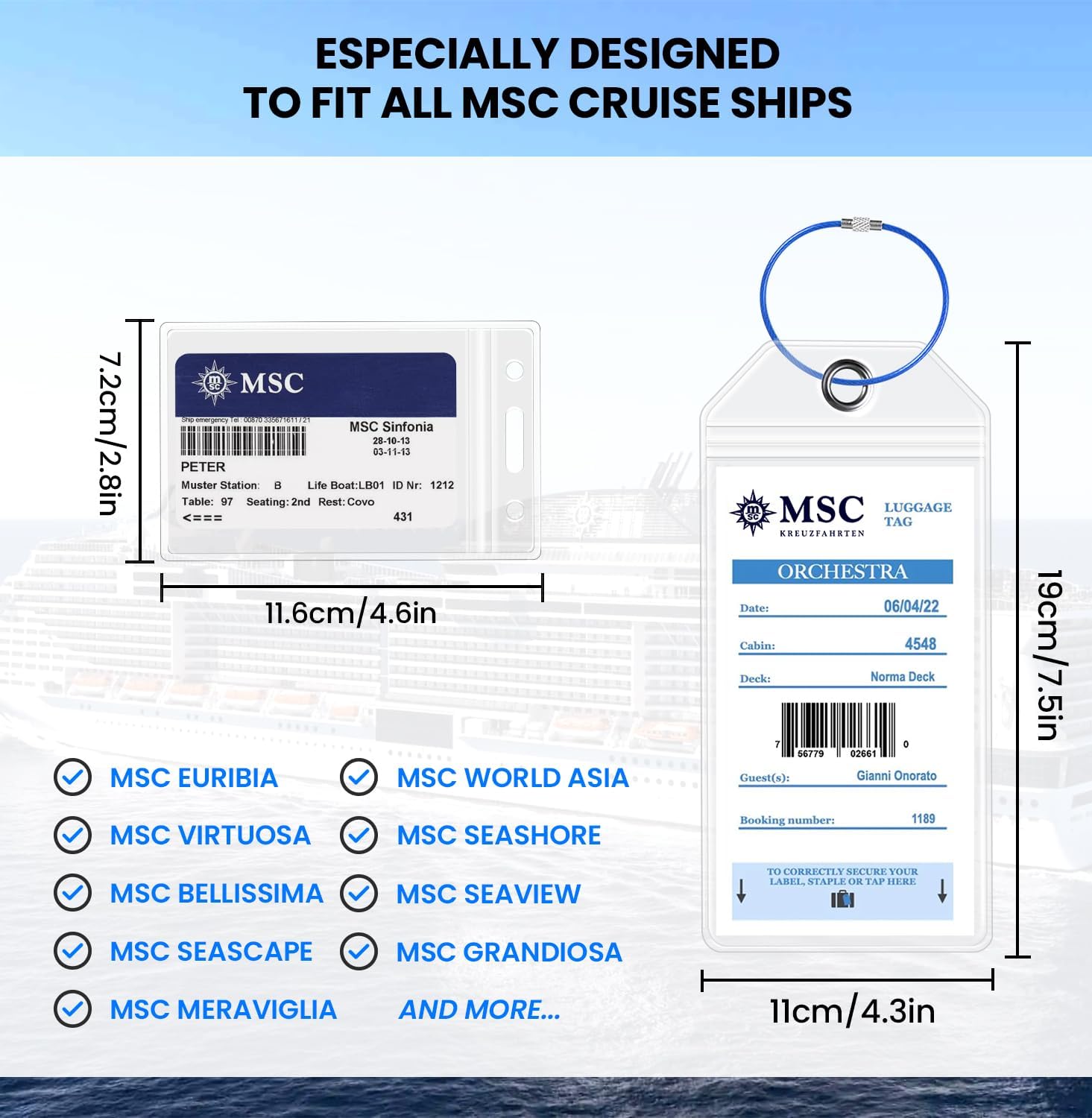 Thumbnail 2 de 2026 Cruise Essentials Kit: 4 Waterproof Clear Luggage Tags + 2 Detachable Lanyards