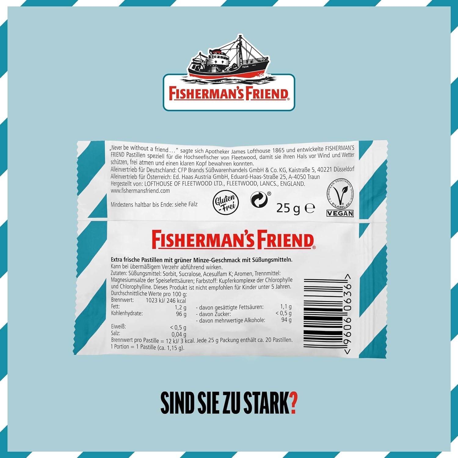 Detalle de Fisherman's Friend Spearmint – 24er Vorratsbox, zuckerfrei, vegan und erfrischend mintig