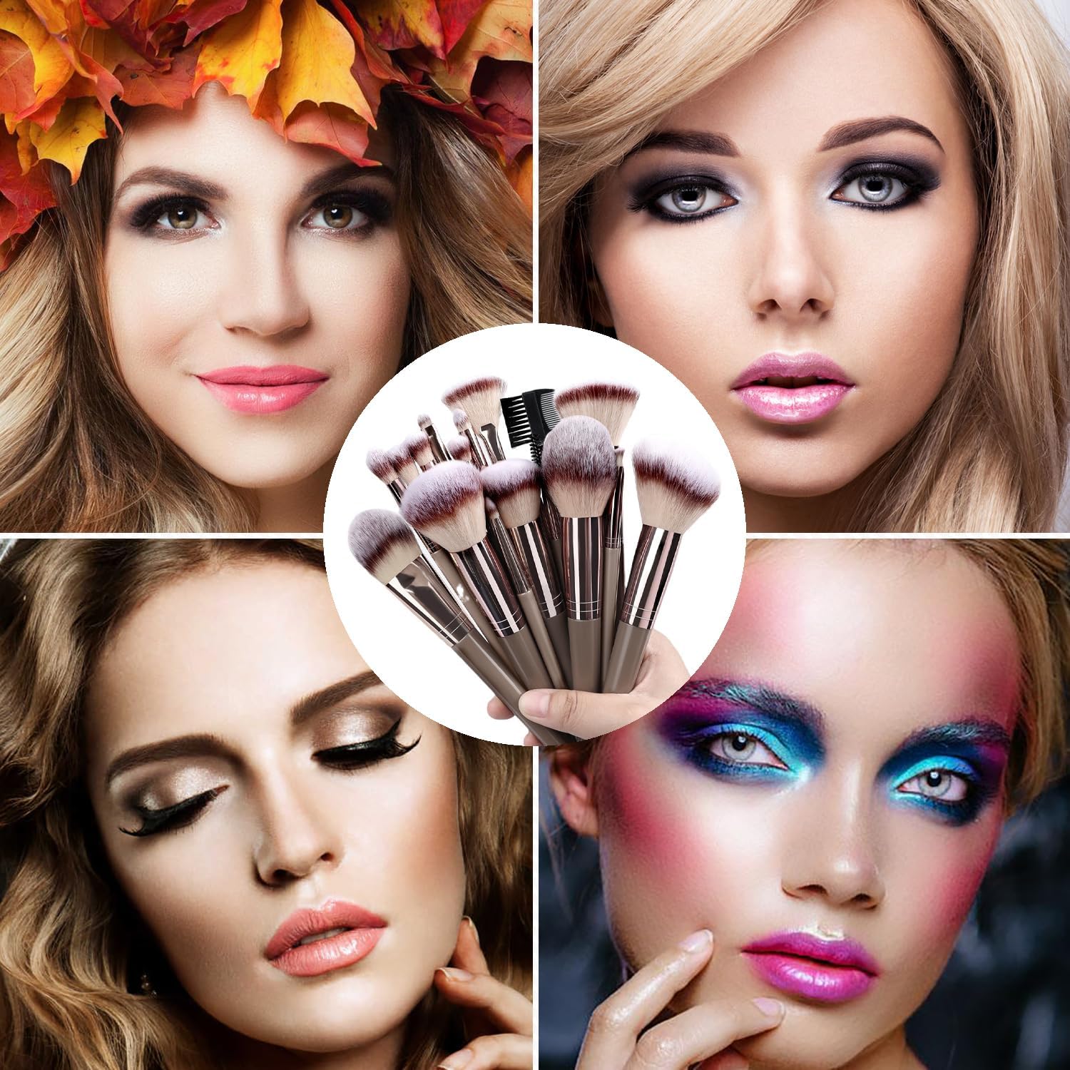 Detalle 2 de YPYMOD 15 Pezzi Set Pennelli Make up – Pennelli Professionali con Trousse in Pelle PU