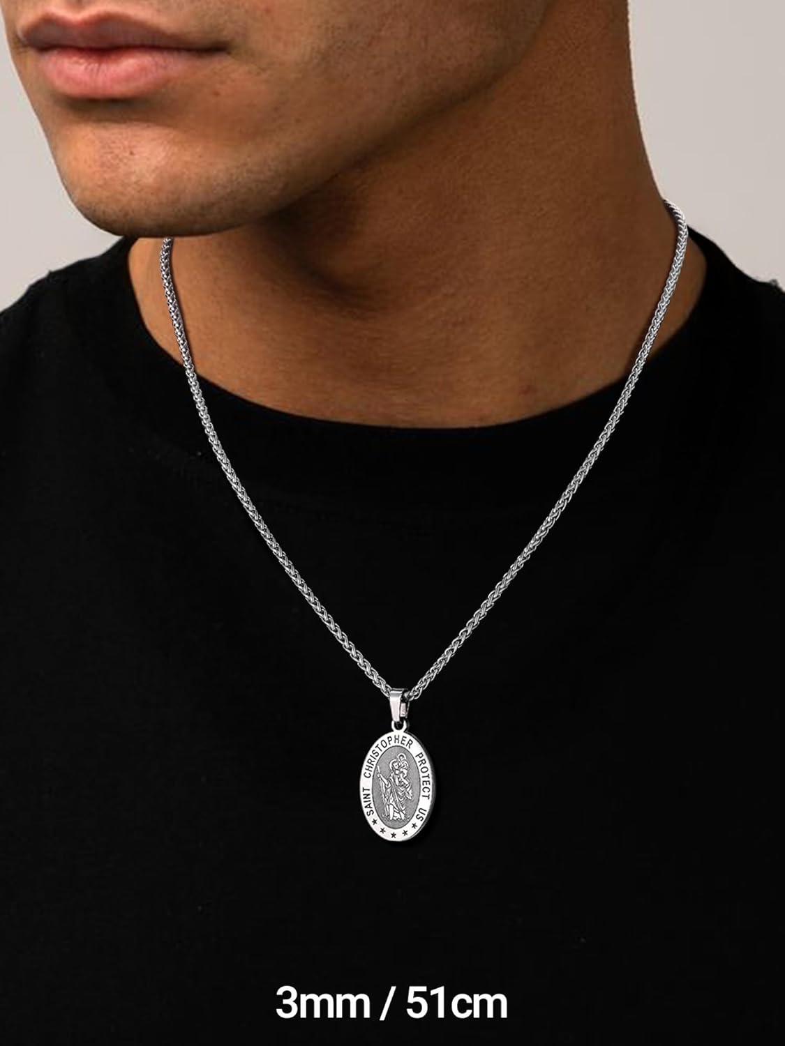 Thumbnail 3 de PROSTEEL Collier Homme 3/6 mm – Maillons Blé en Acier Inoxydable, Argent/Or/Noir, Longueurs 46–76 cm
