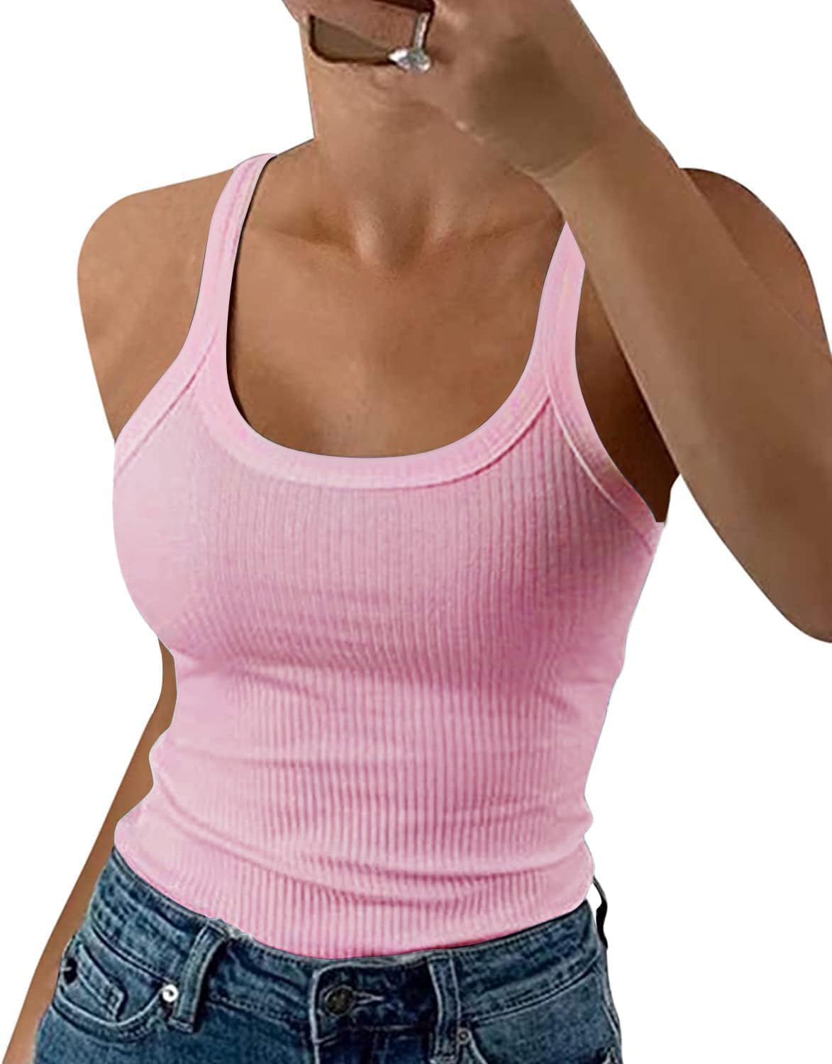Thumbnail 6 de TrendiMax Women's Scoop Neck Slim Fit Ribbed Tank Top