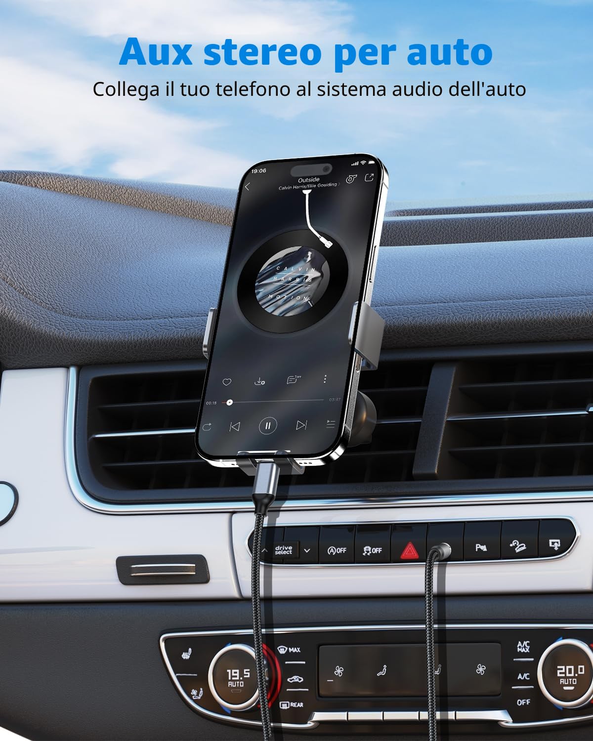 Detalle de Cavo da AUX a USB C: adattatore audio da USB-C a 3,5 mm per auto, cuffie e altoparlanti