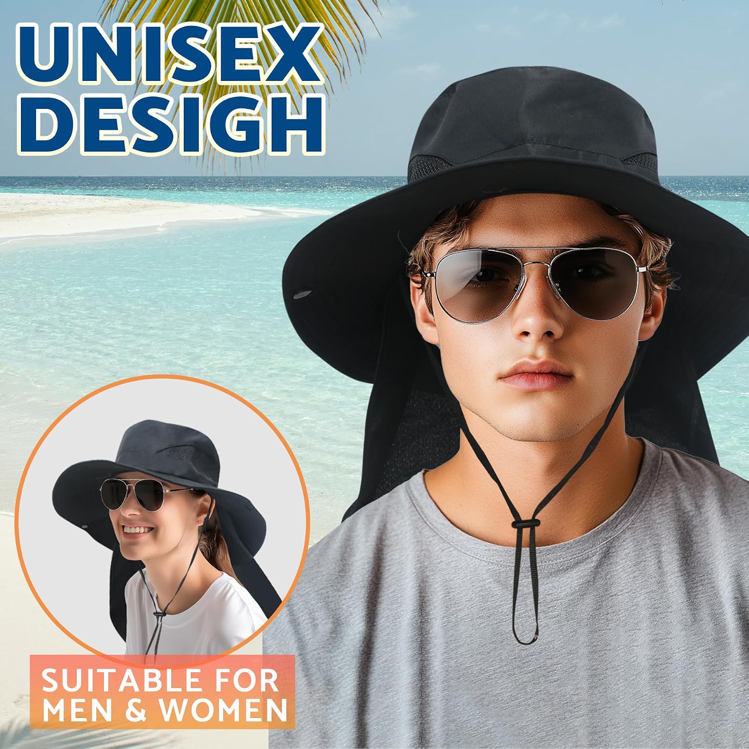 Detalle 2 de NPJY Sun Hat with Neck Flap